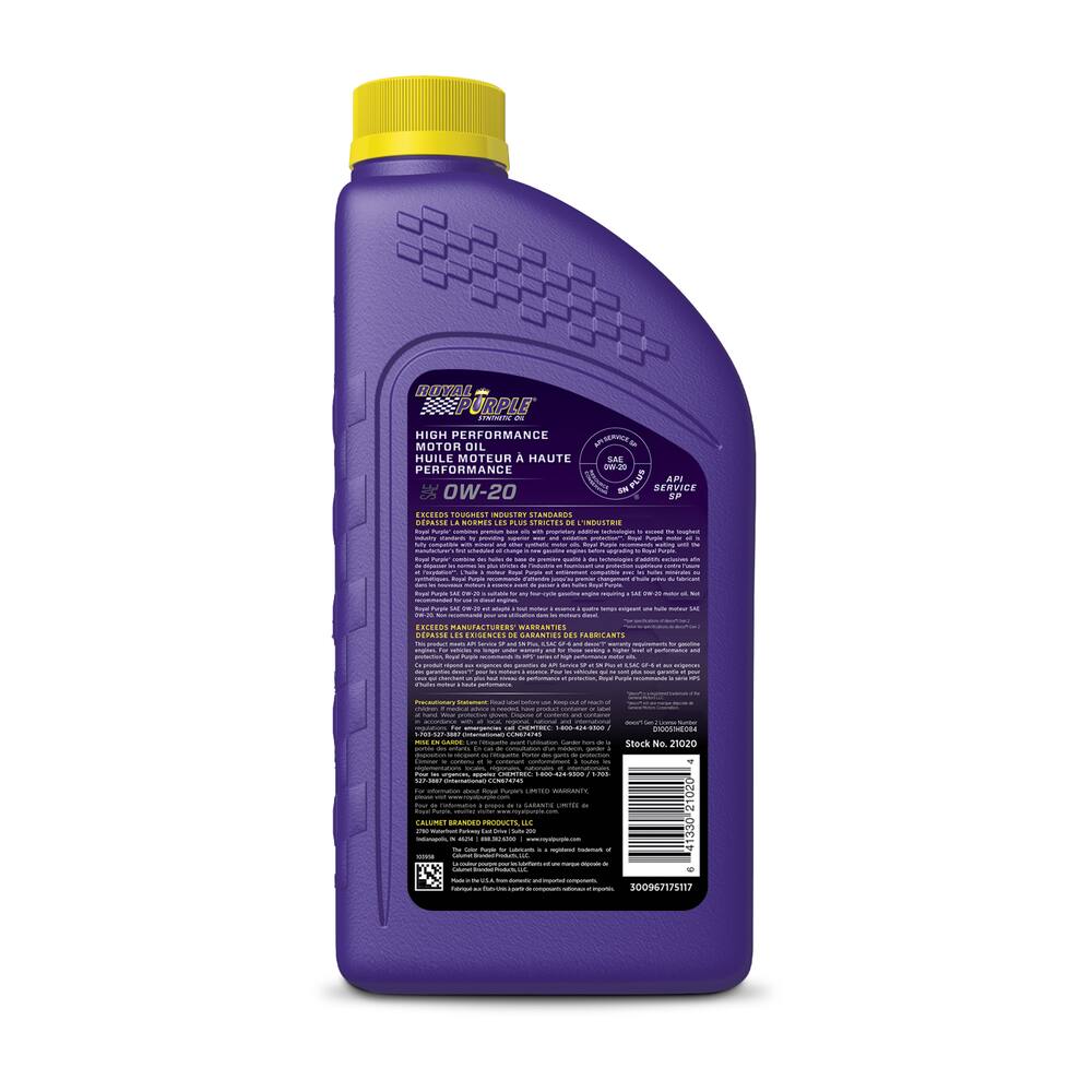 Royal Purple High Performance 0W20 Synthetic Engine Motor Oil 946 ML   Royal Purple 0w20 Synthetic Bottle 75dfa86b 6233 4a35 8985 A370478d871d 