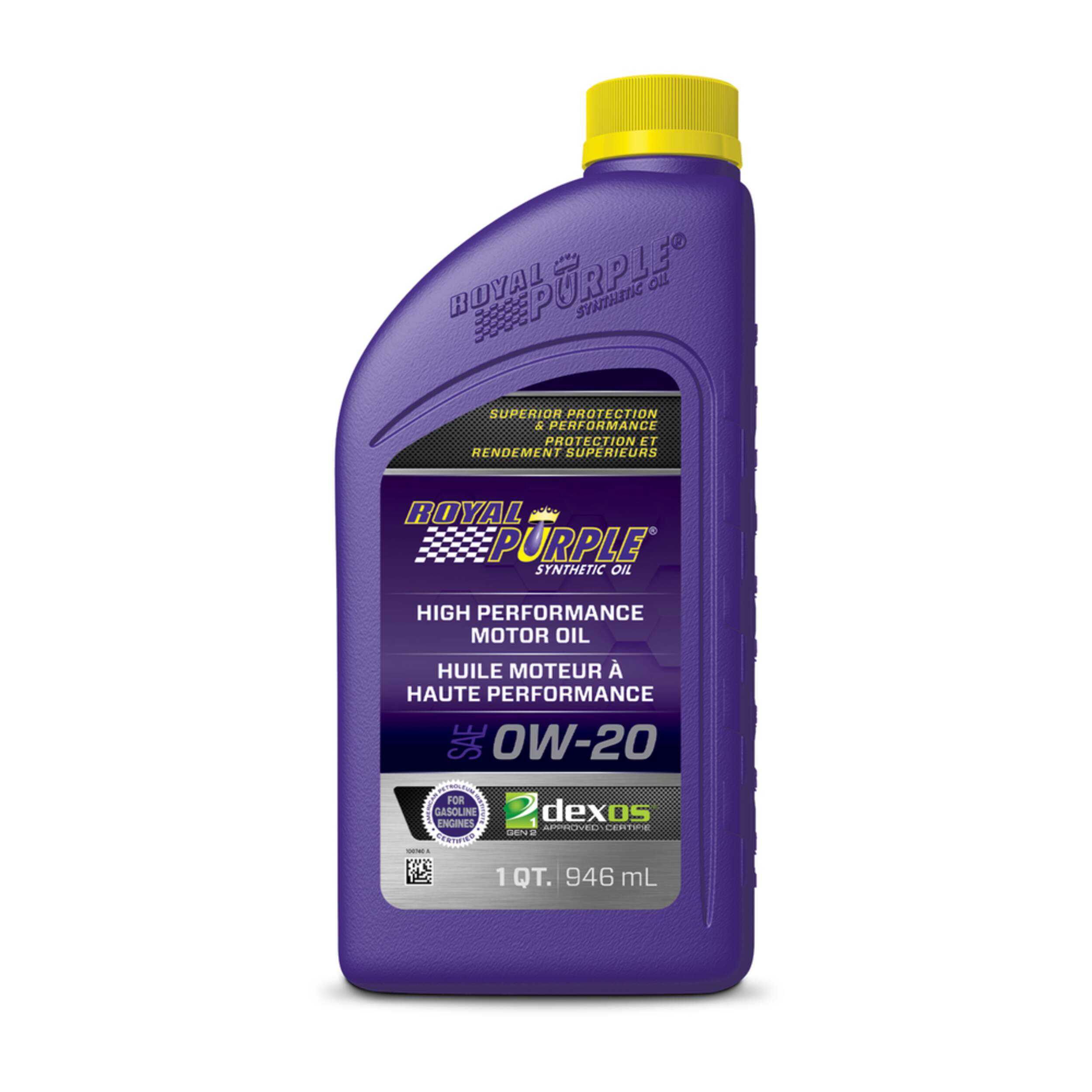 Royal Purple High Performance 0W20 Synthetic Engine/Motor Oil, 946-mL Front_Flat