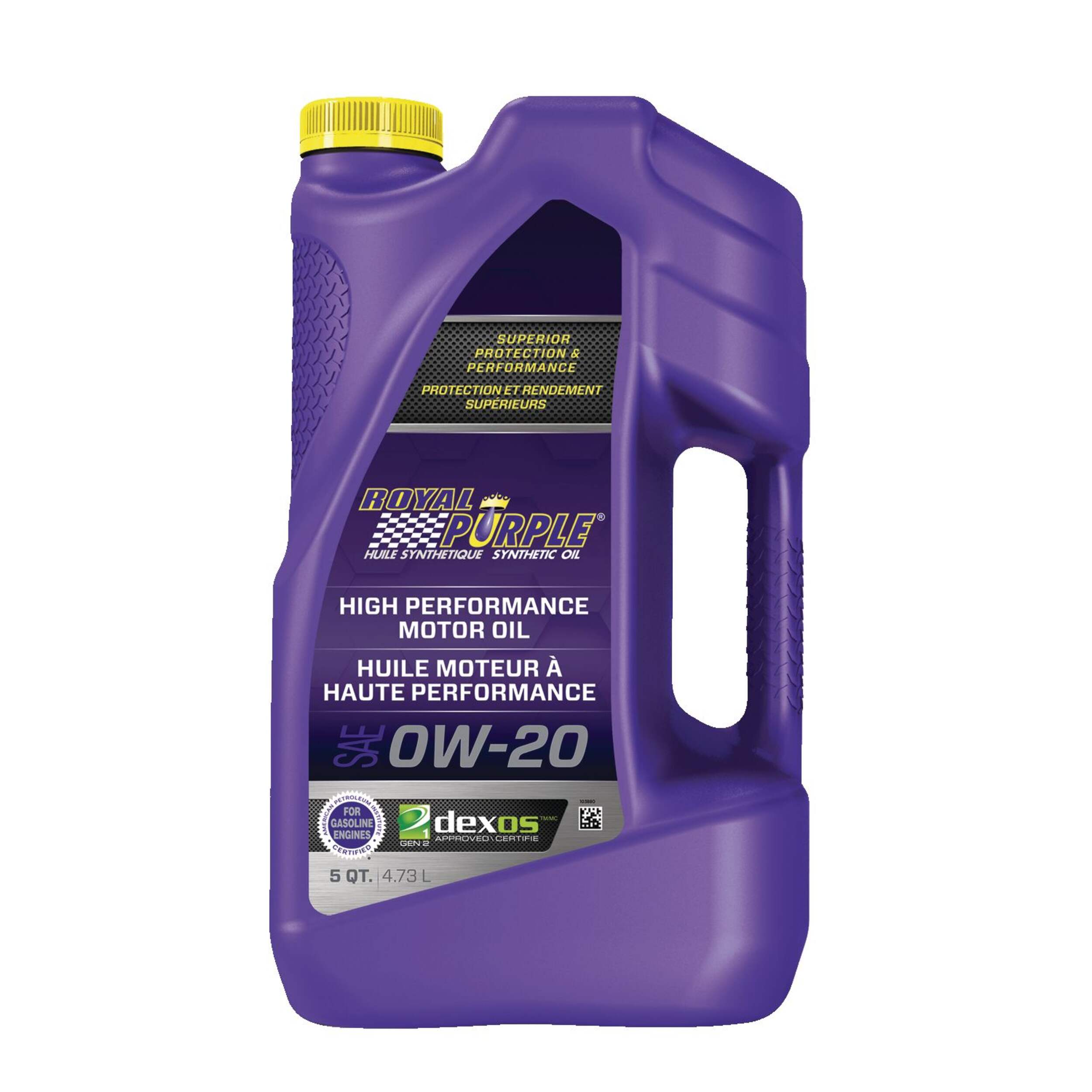 Royal Purple High Performance 0W20 Synthetic Engine/Motor Oil, 4.73-L Front_Flat