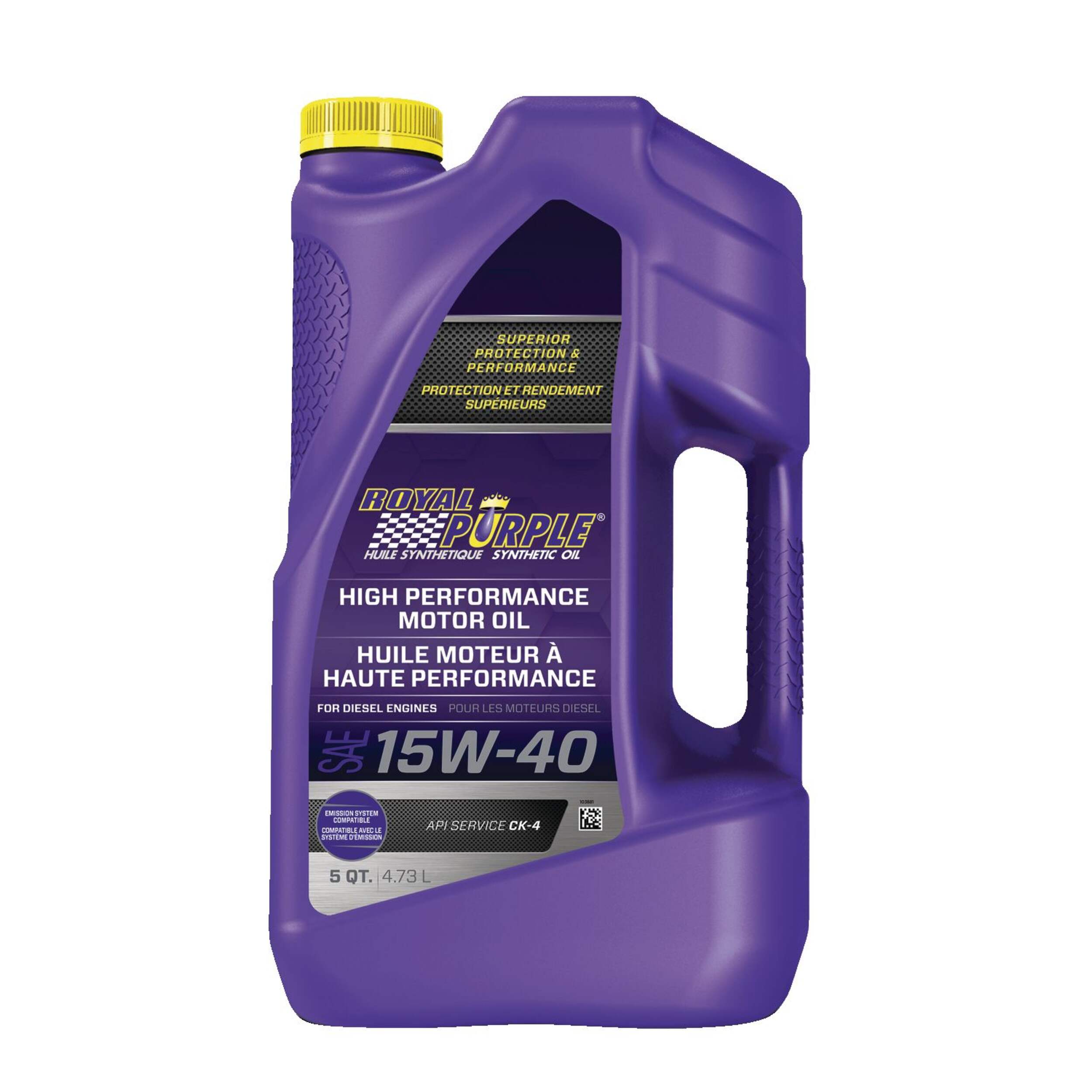 Huile moteur synthétique Royal Purple, 15W-40, 4,73 L Front_Flat