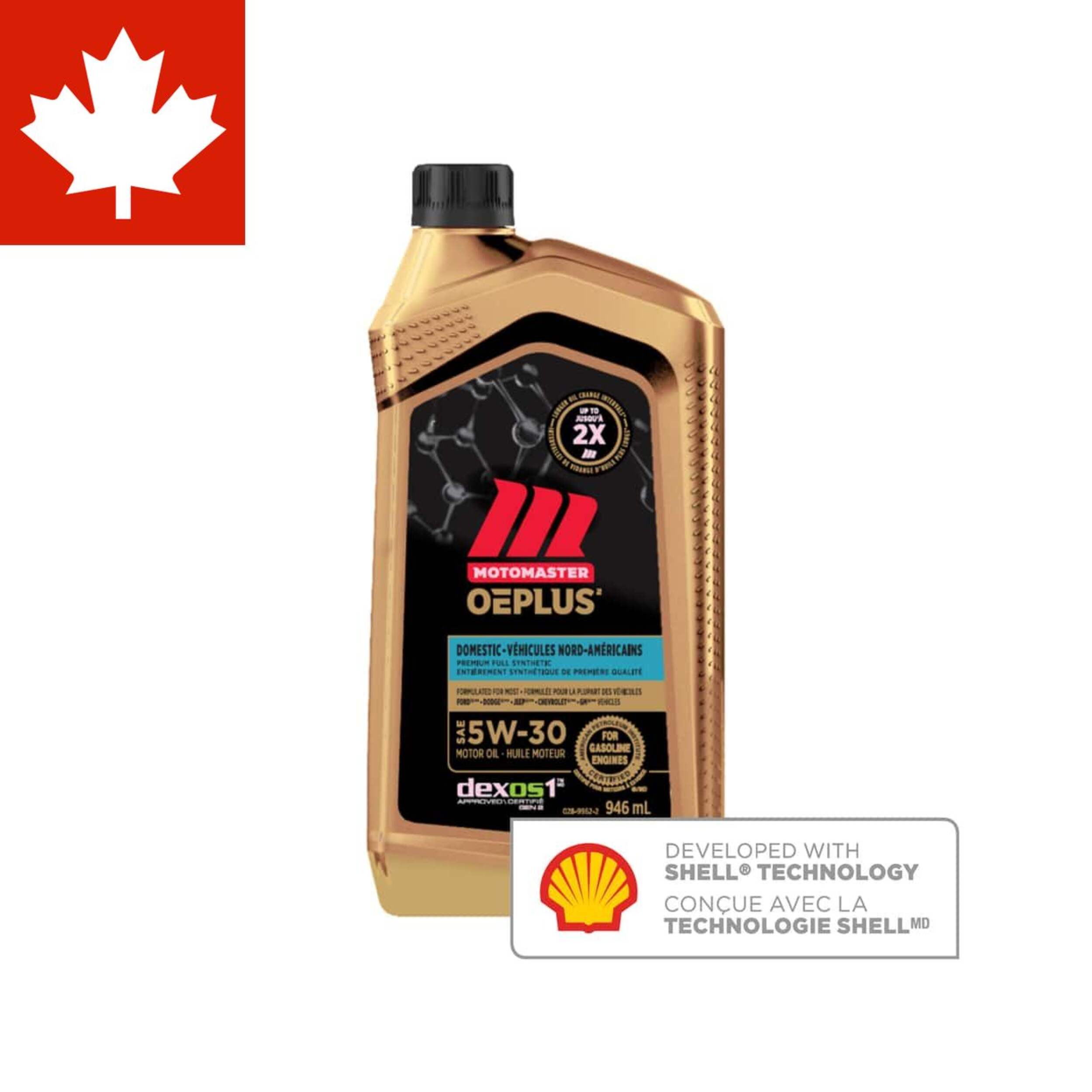 MotoMaster OEPLUS Domestic Premium 5W30 Synthetic Engine/Motor Oil, 946-mL Front_Flat
