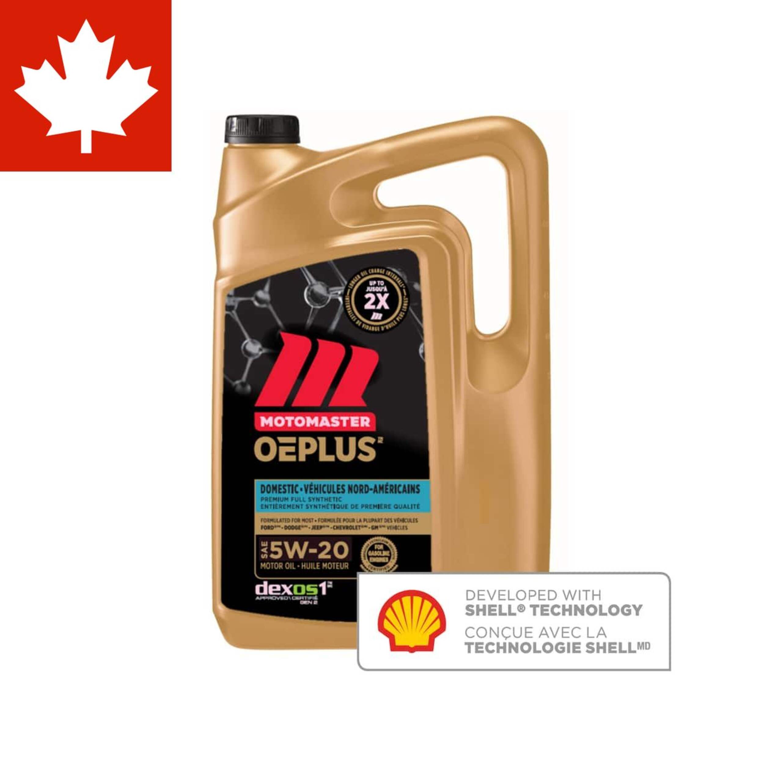 MotoMaster OEPLUS Domestic Premium 5W20 Synthetic Engine/Motor Oil, 5-L Front_Flat