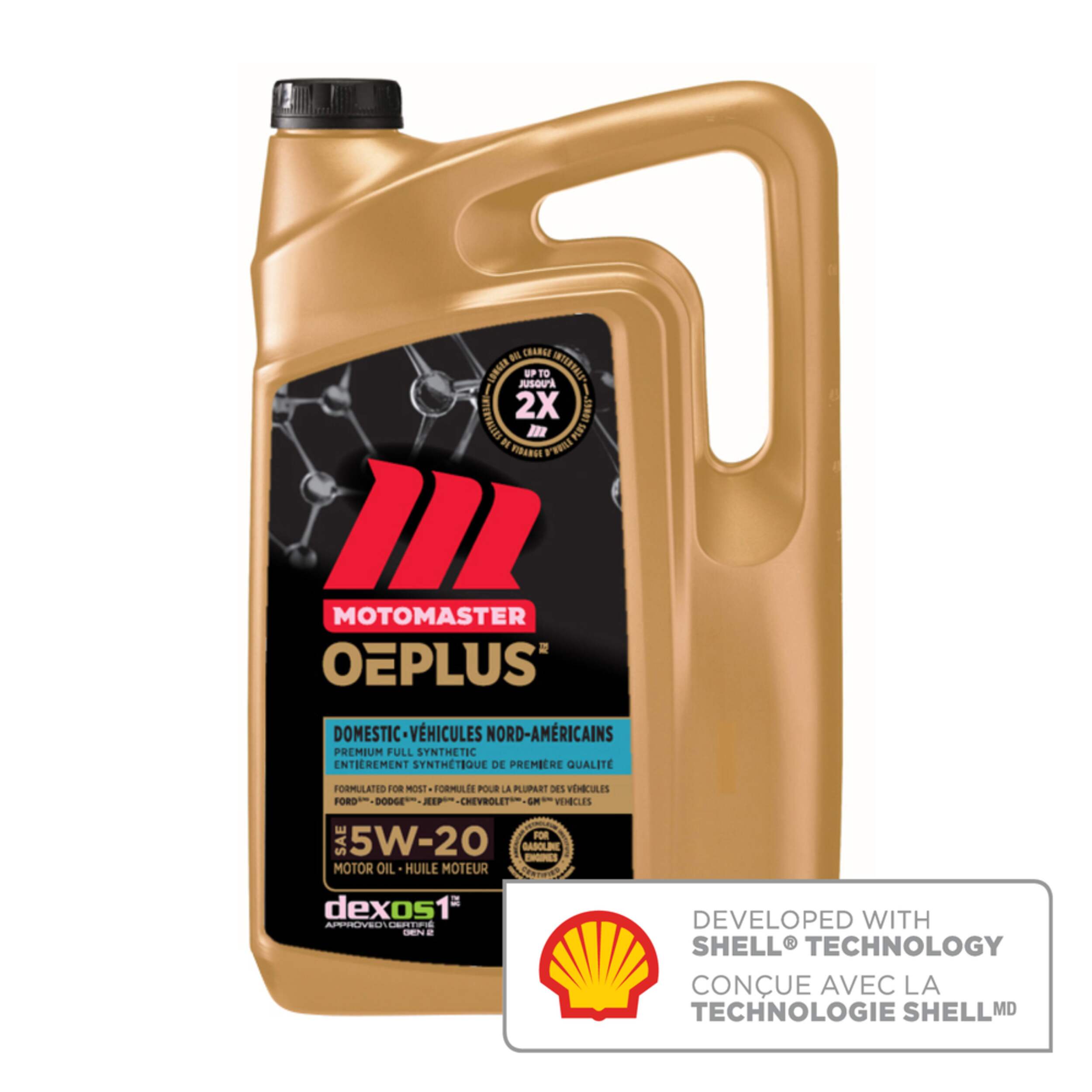 MotoMaster OEPLUS Domestic Premium 5W20 Synthetic Engine/Motor Oil, 5-L Front_Flat