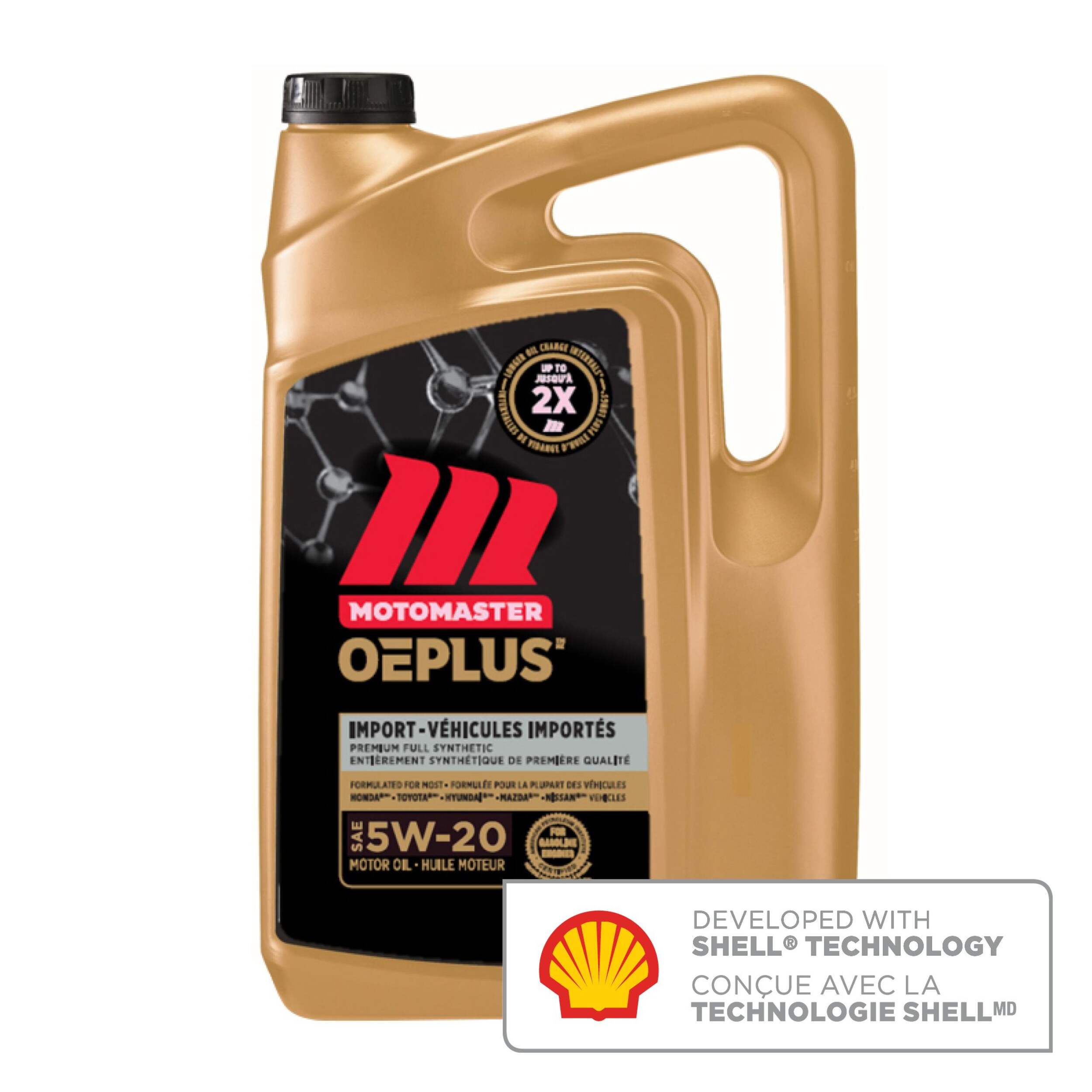 MotoMaster OEPLUS Import Premium 5W20 Synthetic Engine/Motor Oil, 5-L Front_Flat