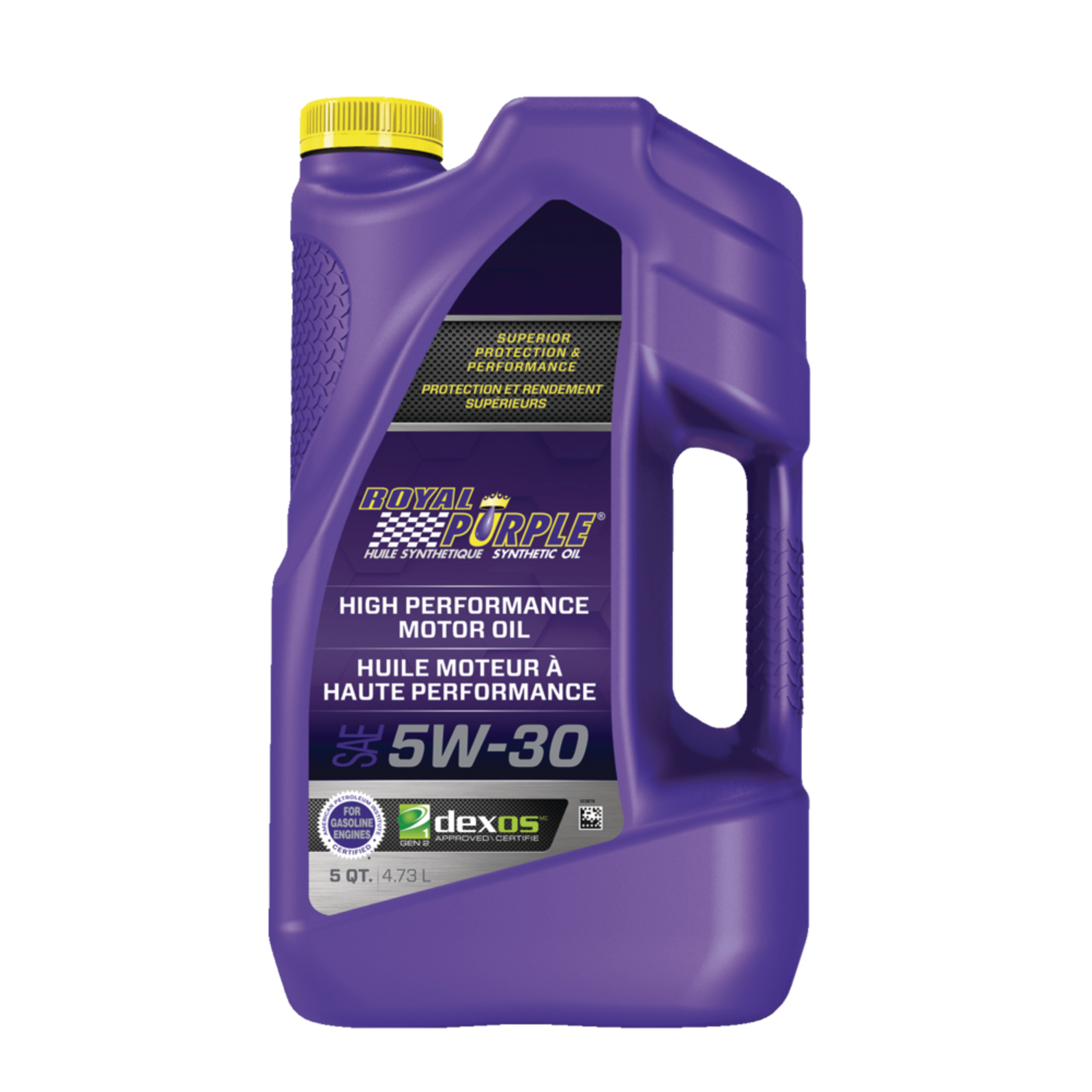 Huile à moteur synthétique haute performance Royal Purple, 5W-30, 4,73 L Front_Flat