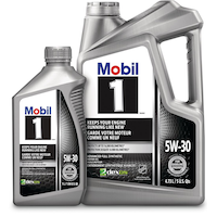 Mobil 1™ 5W30 Synthetic Engine/Motor Oil Set, 4.73-L + 1-L Front_Flat