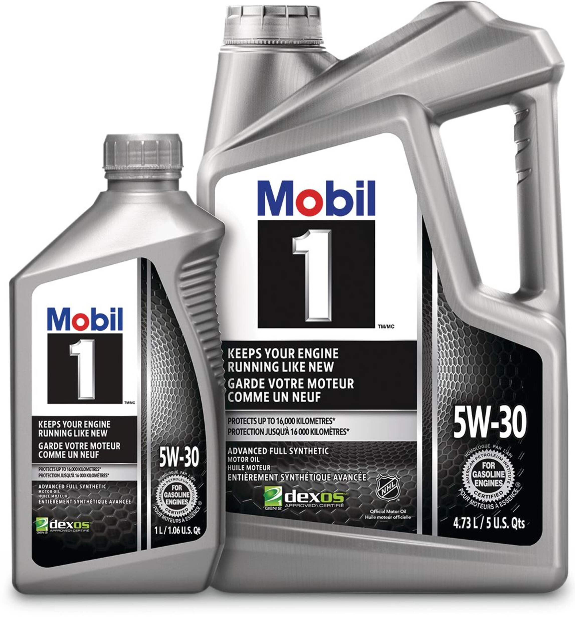 Huile à moteur synthétique Mobil 1, 5W30, 4,73 L + 1 L Front_Flat