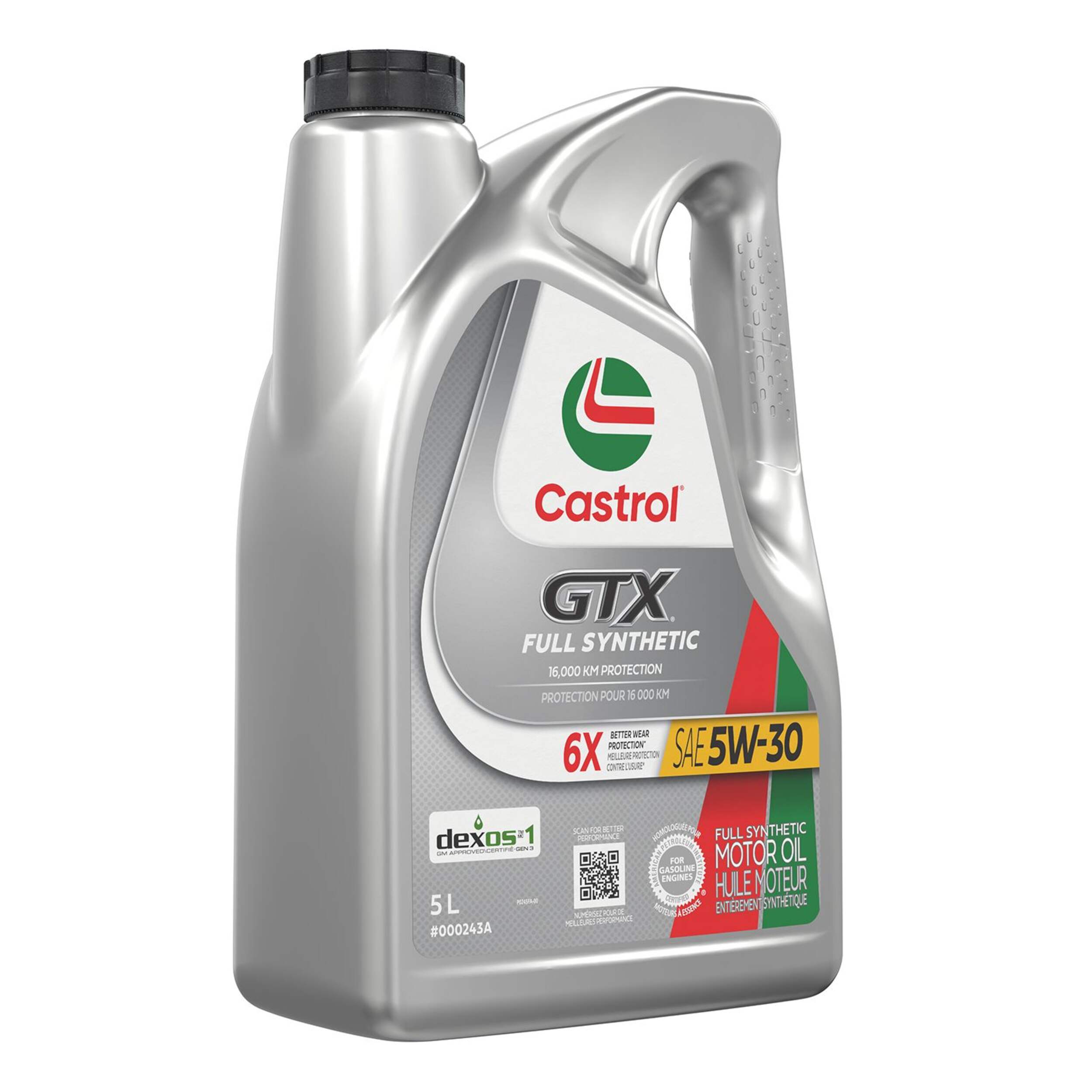 Huile moteur synthétique Castrol GTX, 5W-30, 5 L Front_Three_Fourths_Angled_Right