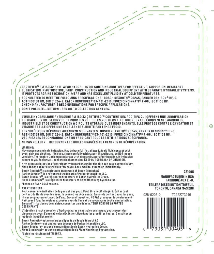 Certified AW32 Anti-Wear Hydraulic Oil, 5-L | Canadian Tire