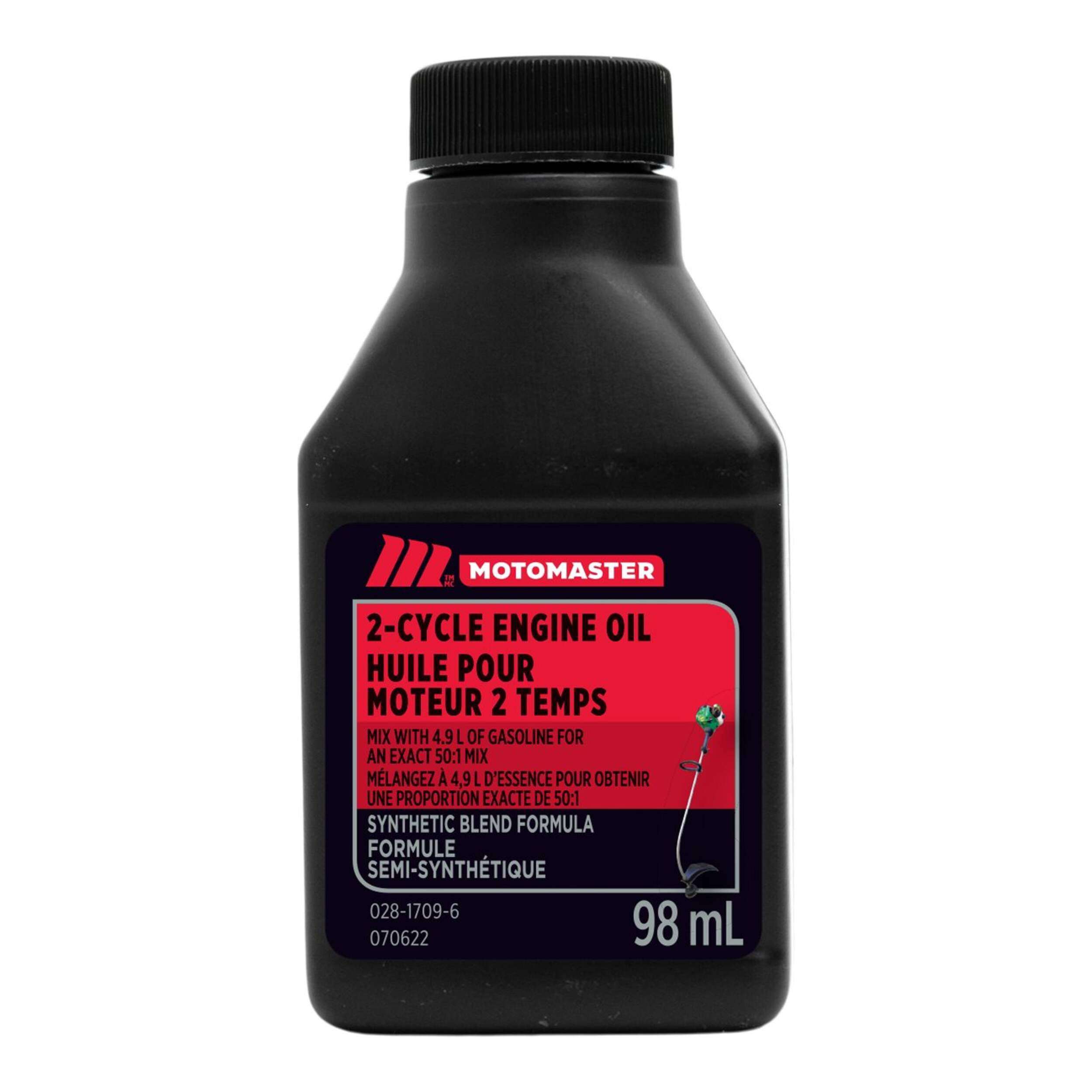 MotoMaster 2-Stroke Synthetic Blend Engine Oil 50:1 Perfect Mix, 98-mL Front_Flat