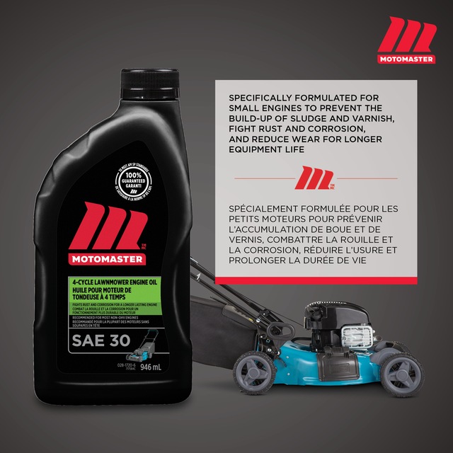 Huile pour tondeuse 4 temps MotoMaster SAE 30, 946 mL Canadian Tire