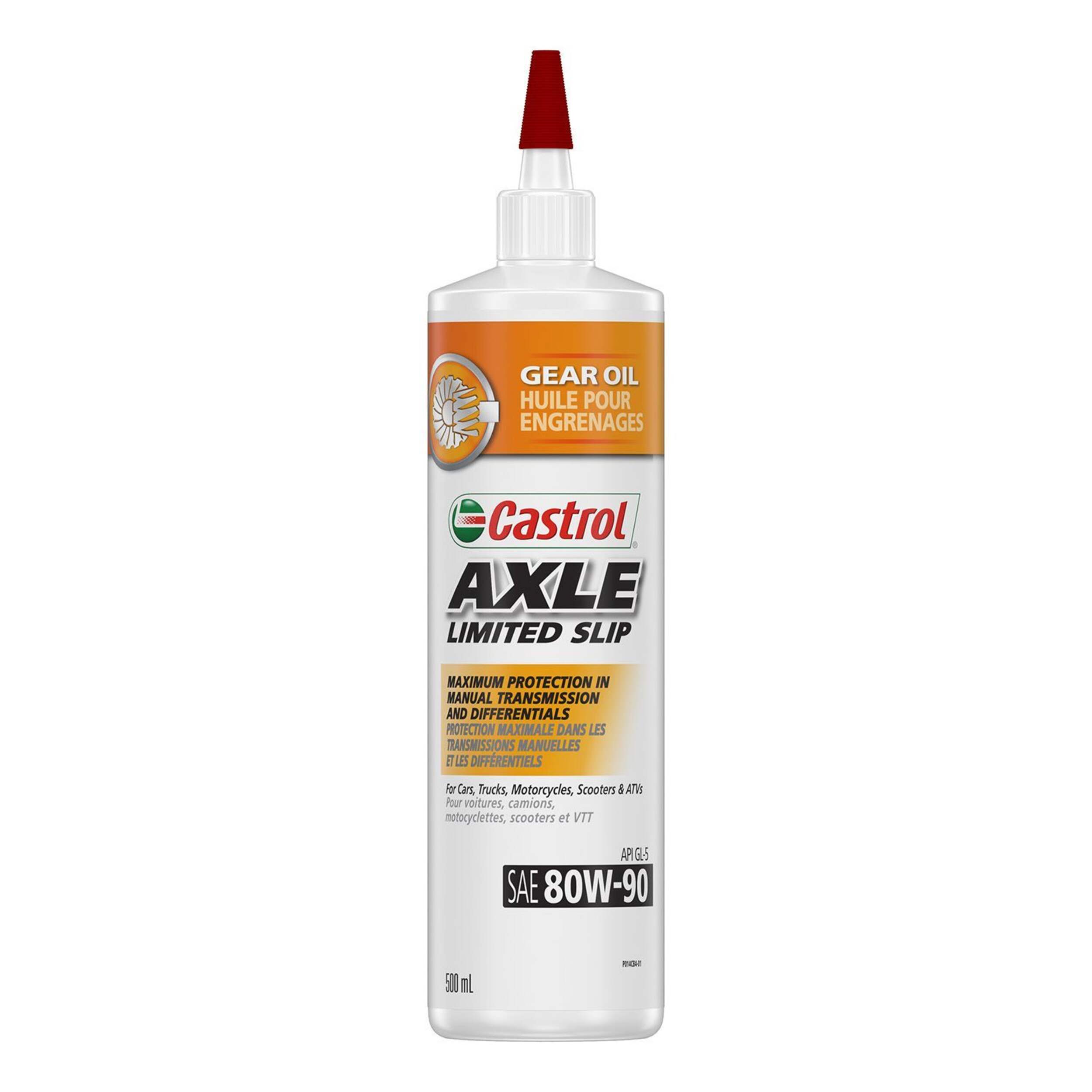 Huile à glissement limité Castrol Axle, 80W90, 500 mL Front_Flat