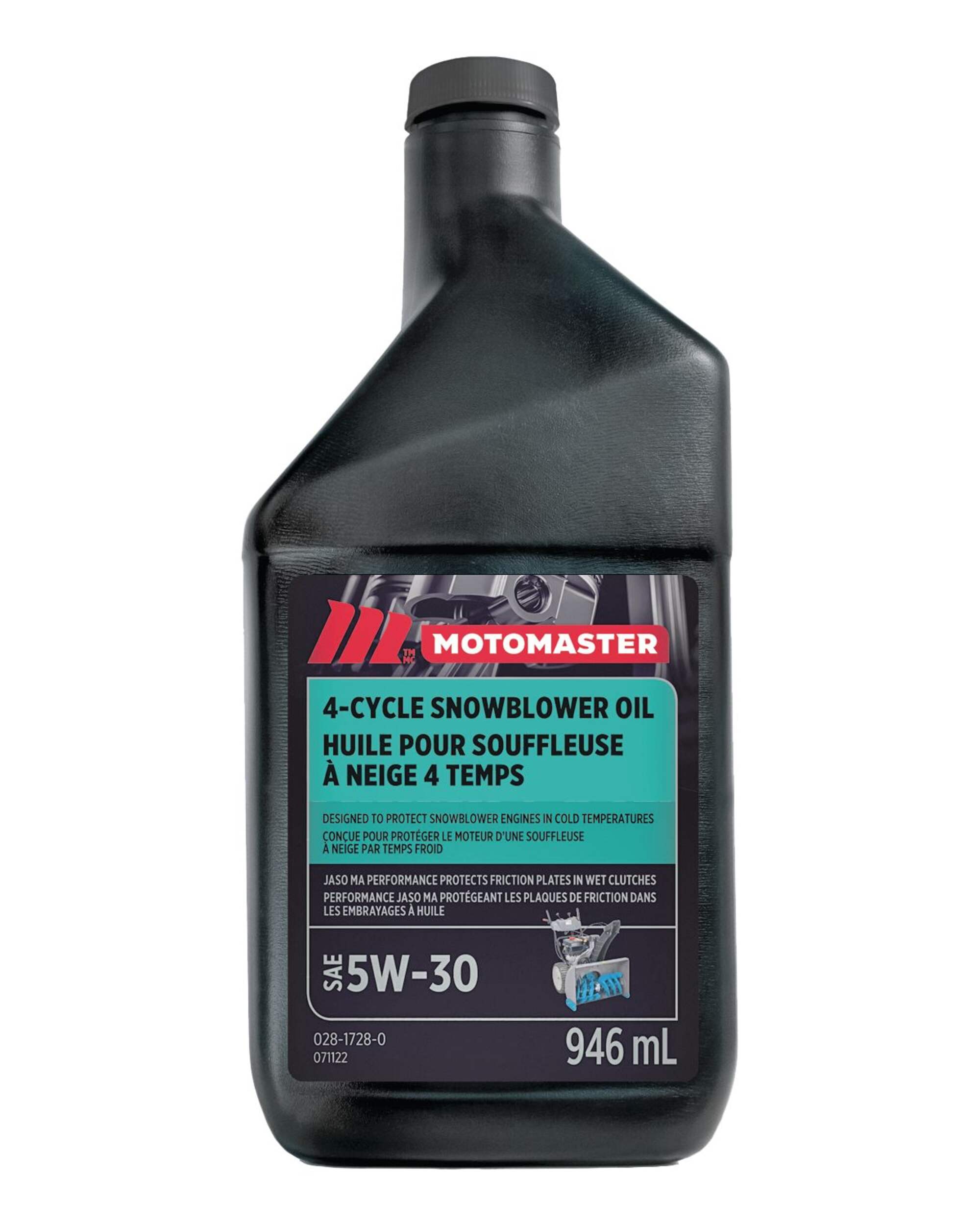 MotoMaster 4-Stroke Snowblower/Snowthrower Oil 5W30, 946-mL Front_Flat