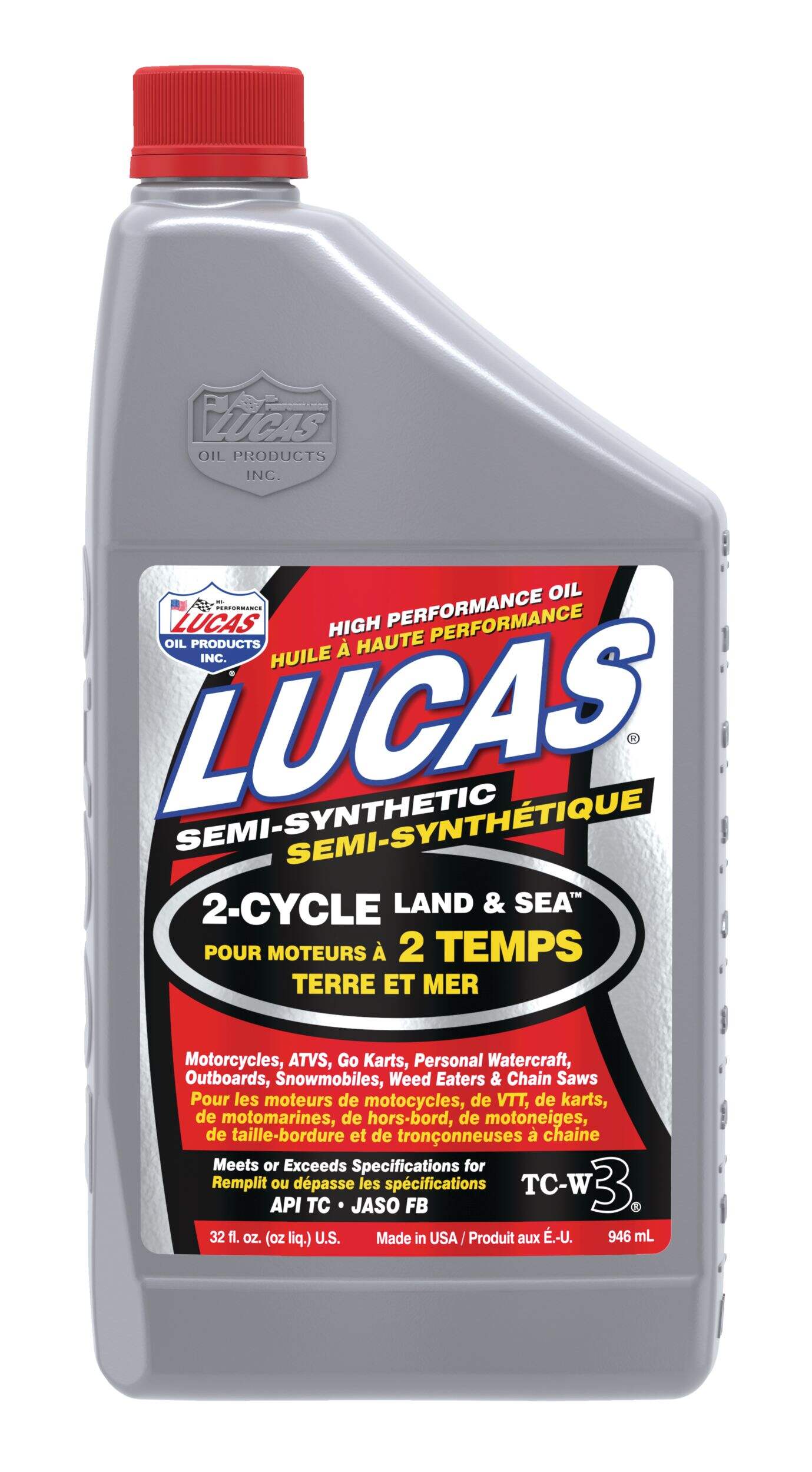 Lucas Oil 2-Stroke Semi-Synthetic Land & Sea Oil, 946-mL Front_Flat