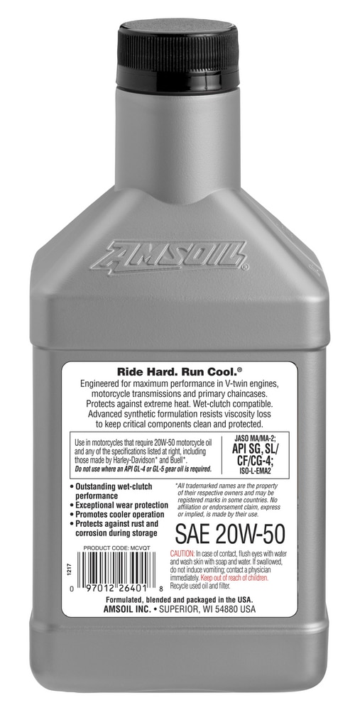 Huile synthétique pour motocyclette AMSOIL 20W50, 946 mL Canadian Tire