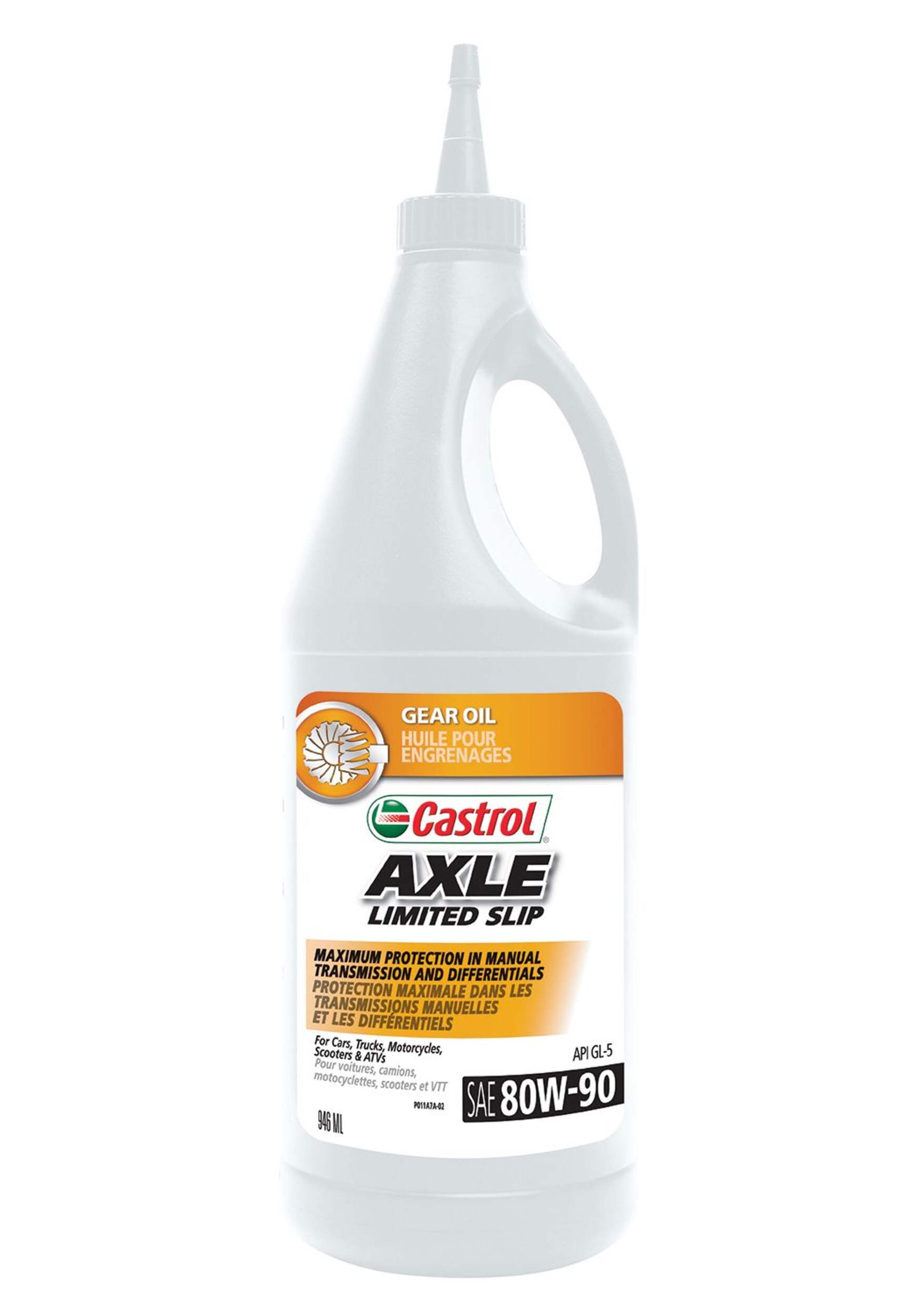 Huile à glissement limité Castrol Axle, 80W90, 946 mL Front_Flat
