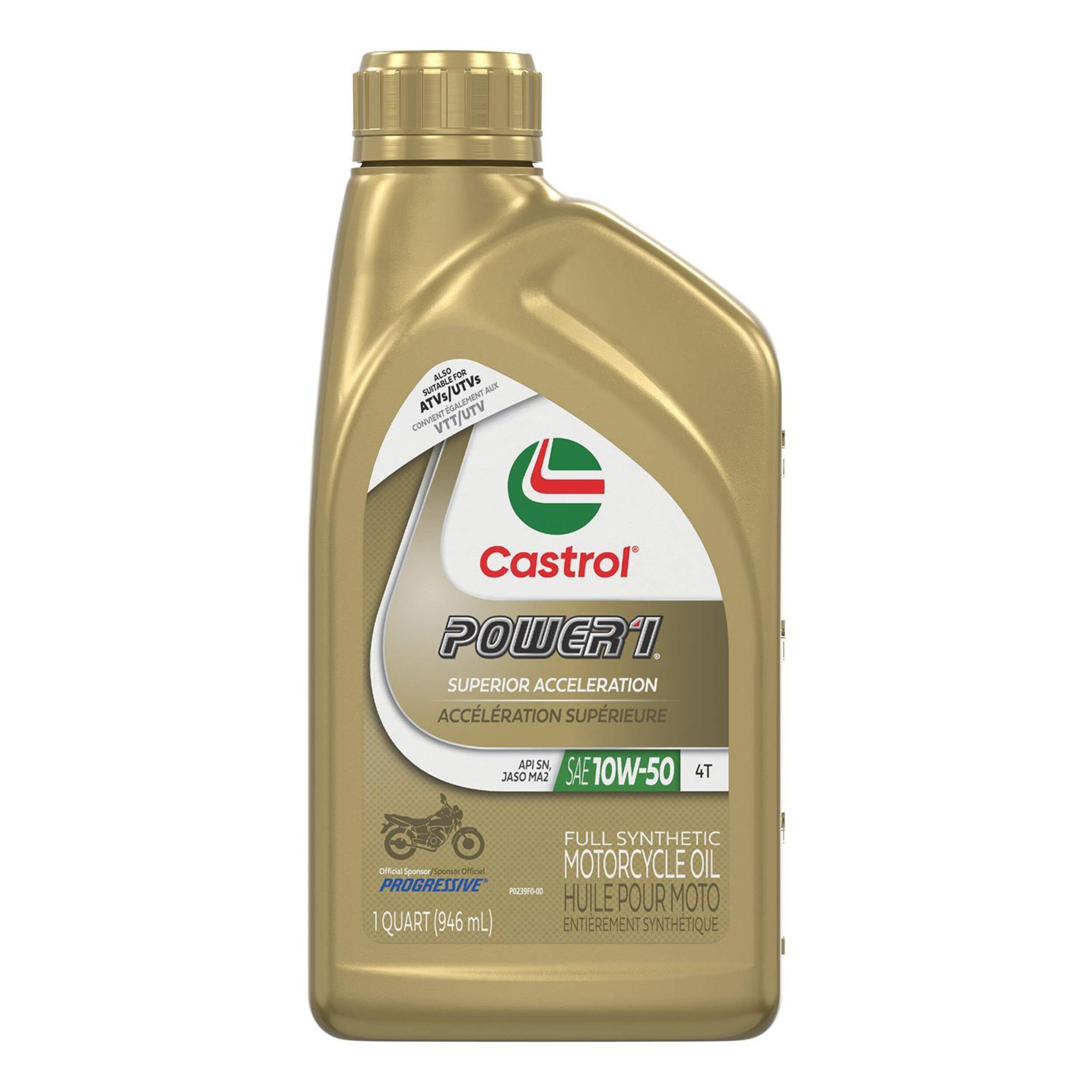 Castrol Power1 Motorcycle Oil 4T 10W50, 946-mL Front_Flat