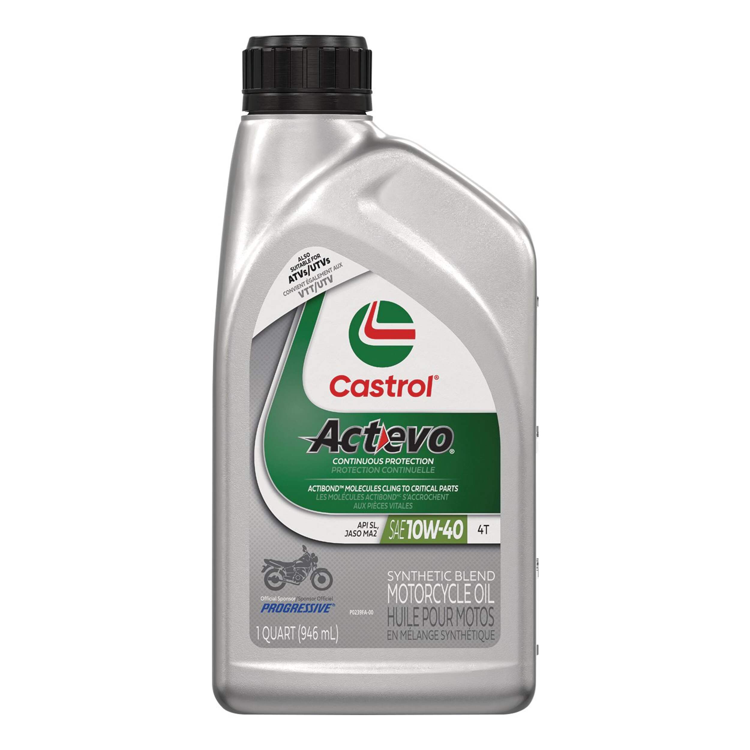 Castrol Actevo Motorcycle Oil 4T 10W40, 946-mL Front_Flat