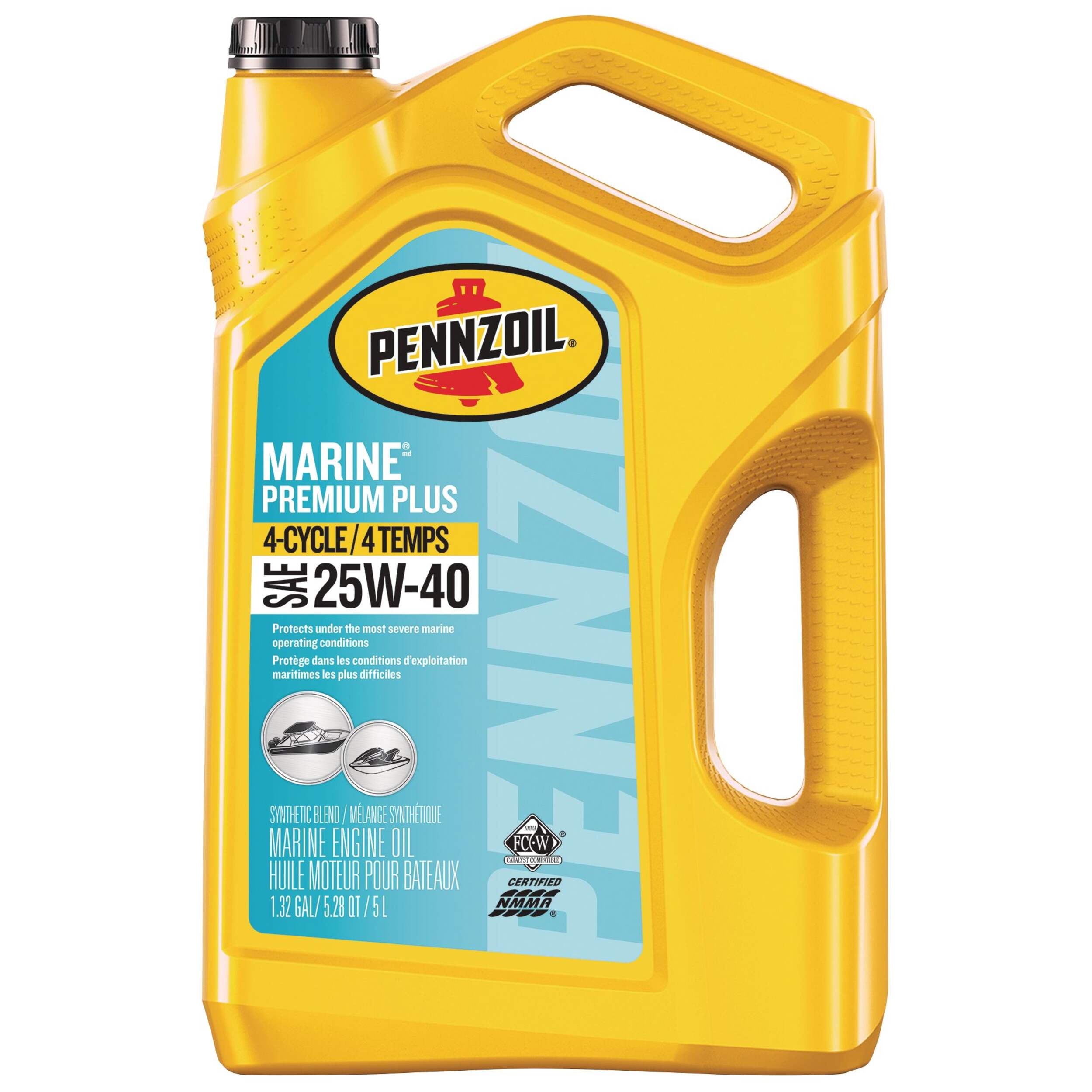 Pennzoil Marine Premium Plus 25W-40 4-Cycle Engine Oil, 5-L Front_Flat