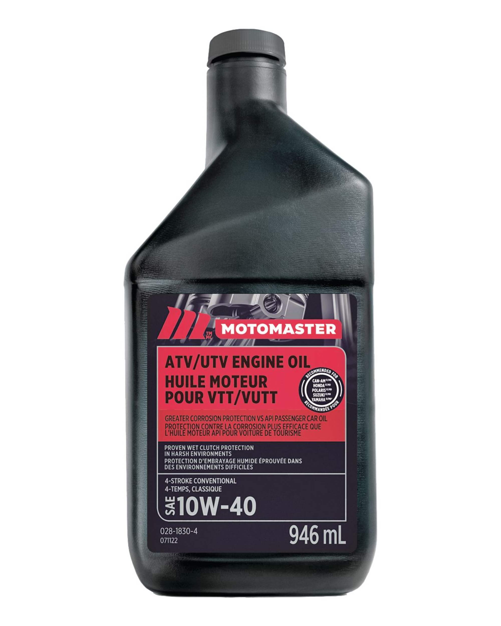 Huile synthétique pour VTT/VUTT MotoMaster, moteur à 4 temps, 10W50, 946 mL Front_Flat