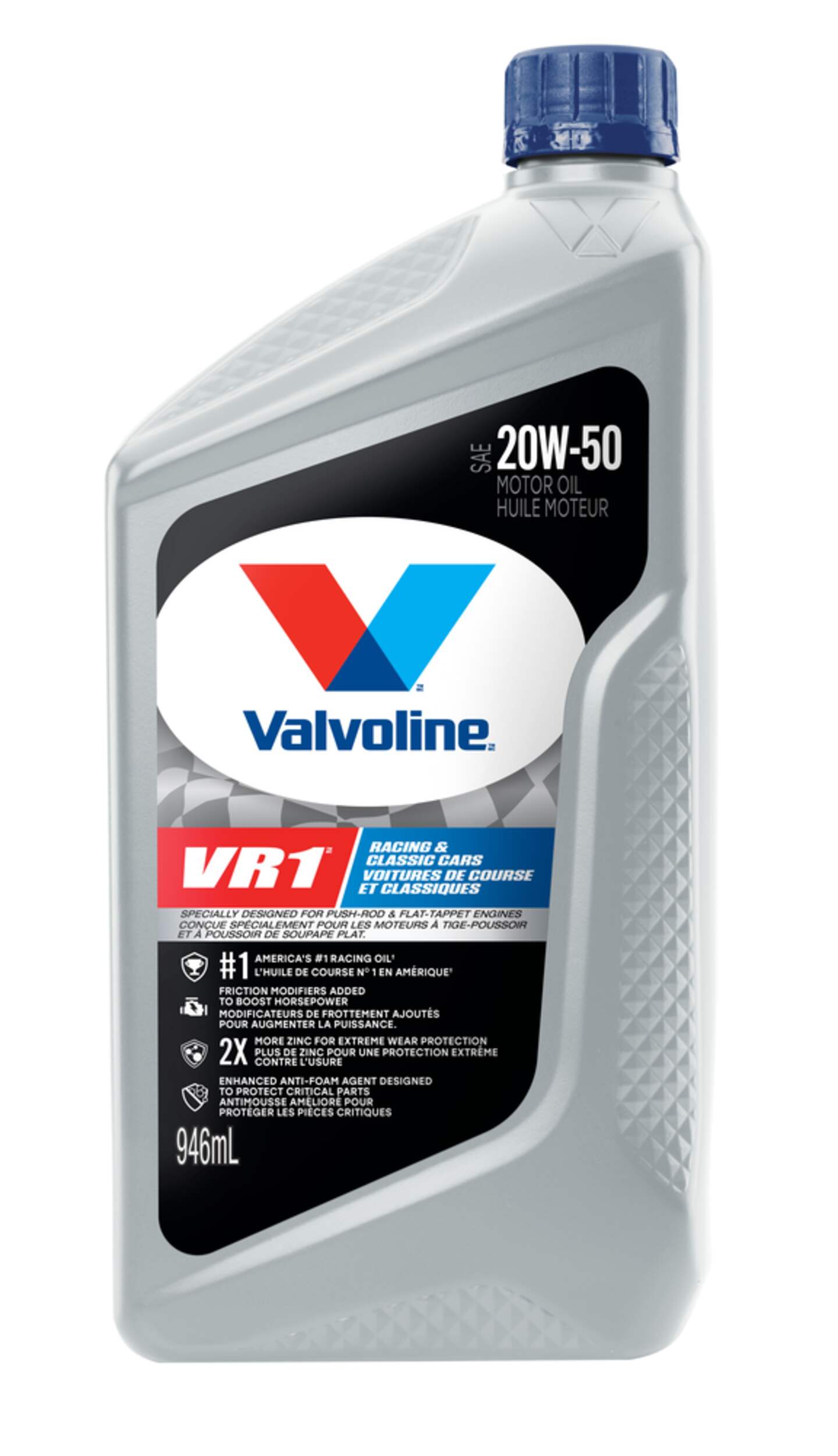 Valvoline VR1 20W-50 4-Cycle Racing Oil, 1-L Front_Flat
