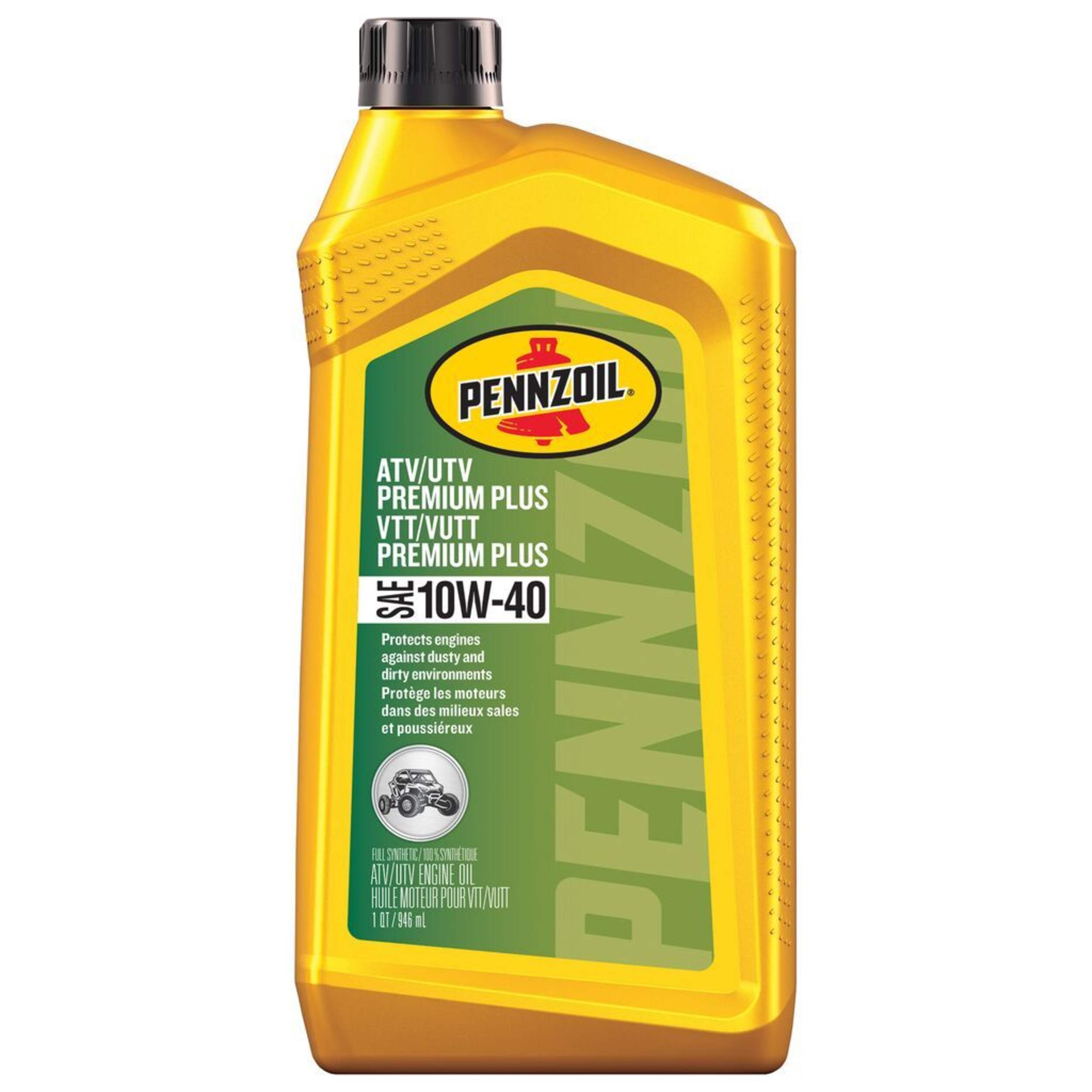 Pennzoil ATV/UTV Premium Plus SAE 10W40 Engine Oil, 946-mL Front_Flat