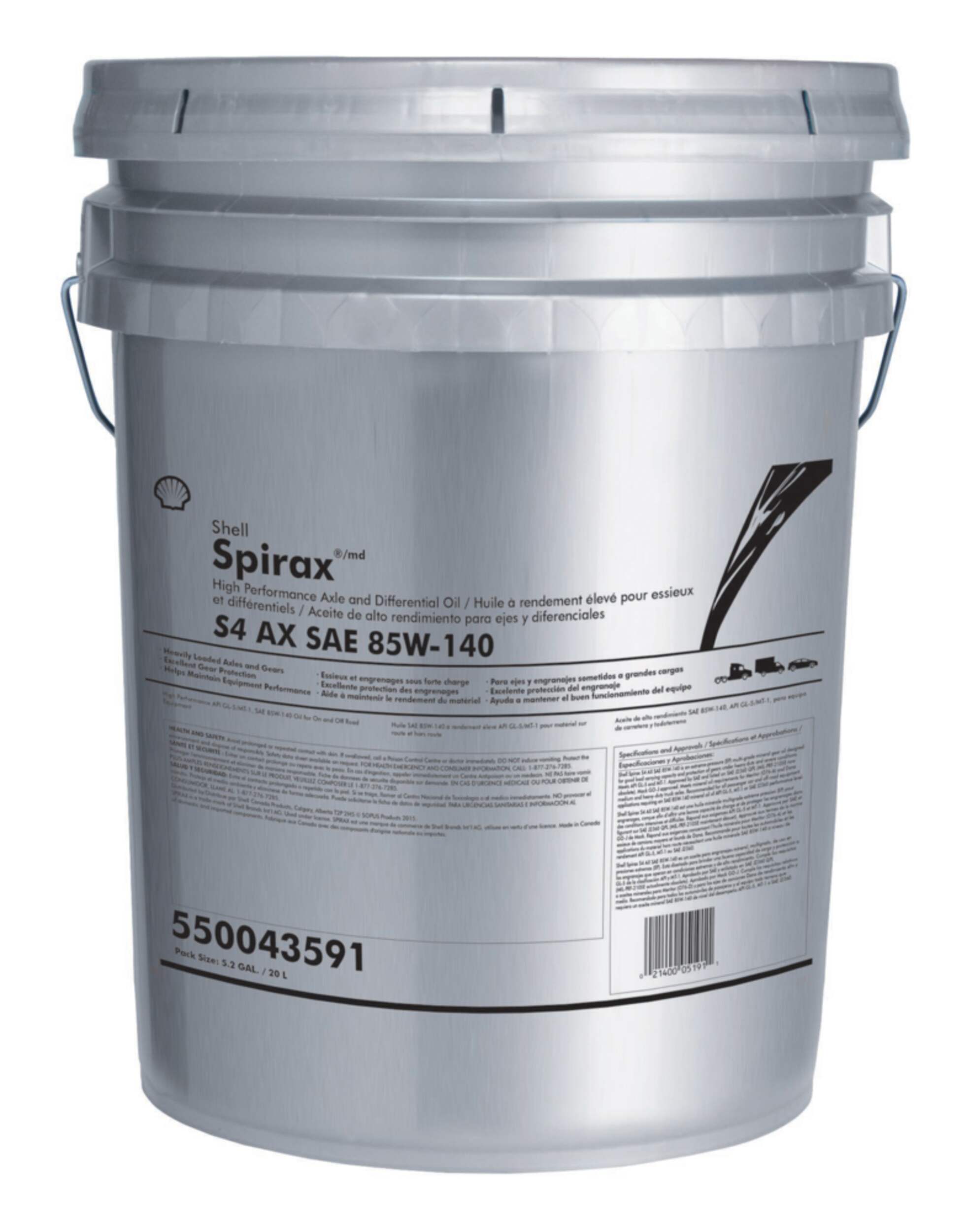 Shell Spirax S4 AX High Performance Axel & Differential Oil 85W140, 20-L Front_Flat