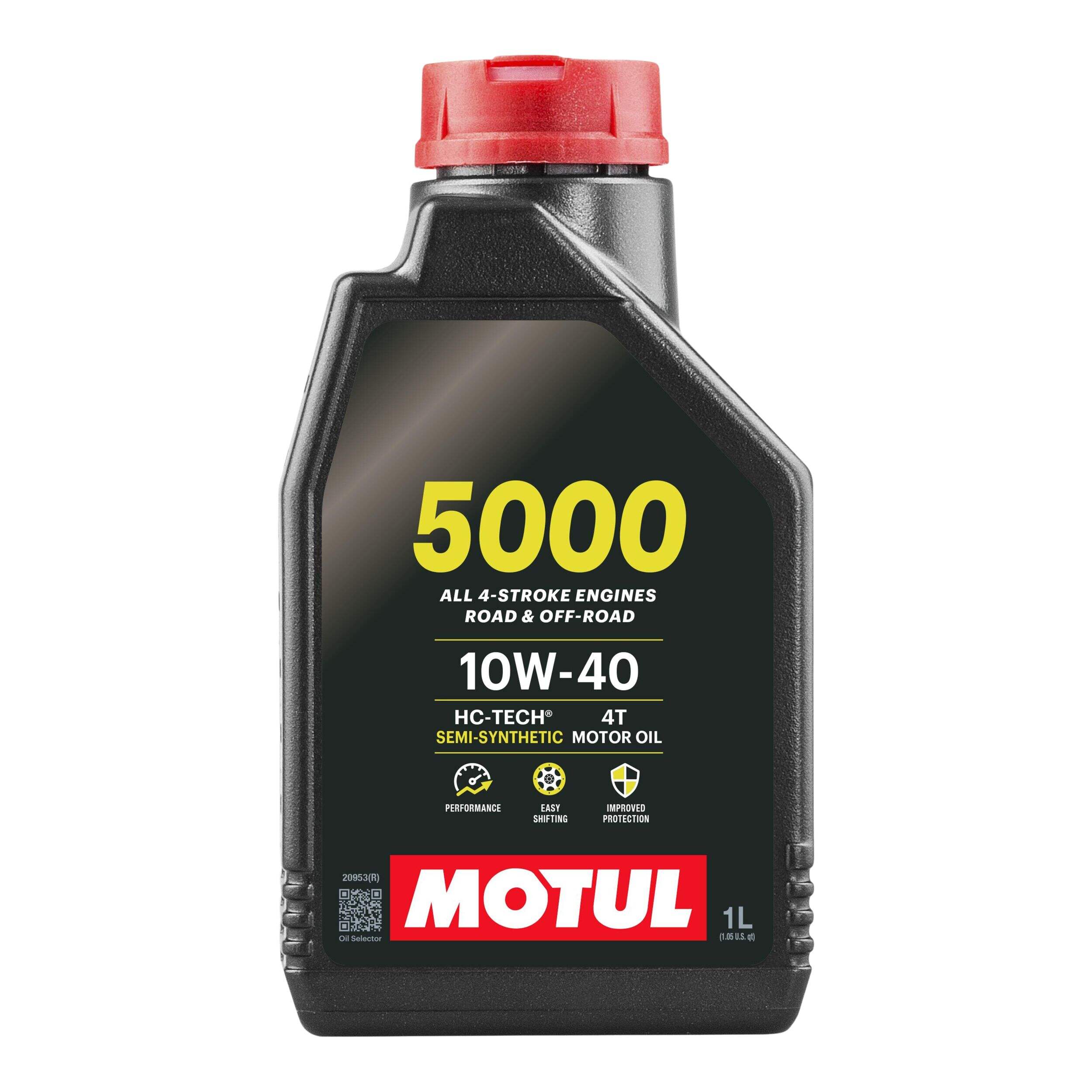 Motul 5000 4-Stroke Semi-Synthetic 10W40 Motor Oil, 1-L Front_Flat