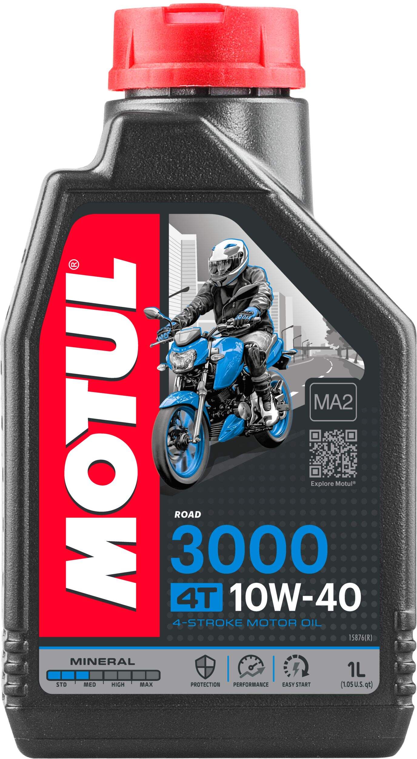 Motul 3000 4-Stroke 10W40 Mineral Motor Oil, 1-L Front_Flat