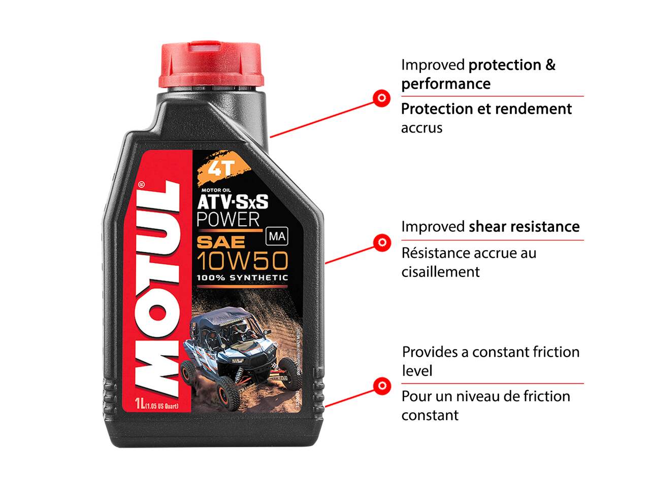 Motul 4-Stroke Synthetic ATV/UTV Oil 10W50, 1-L