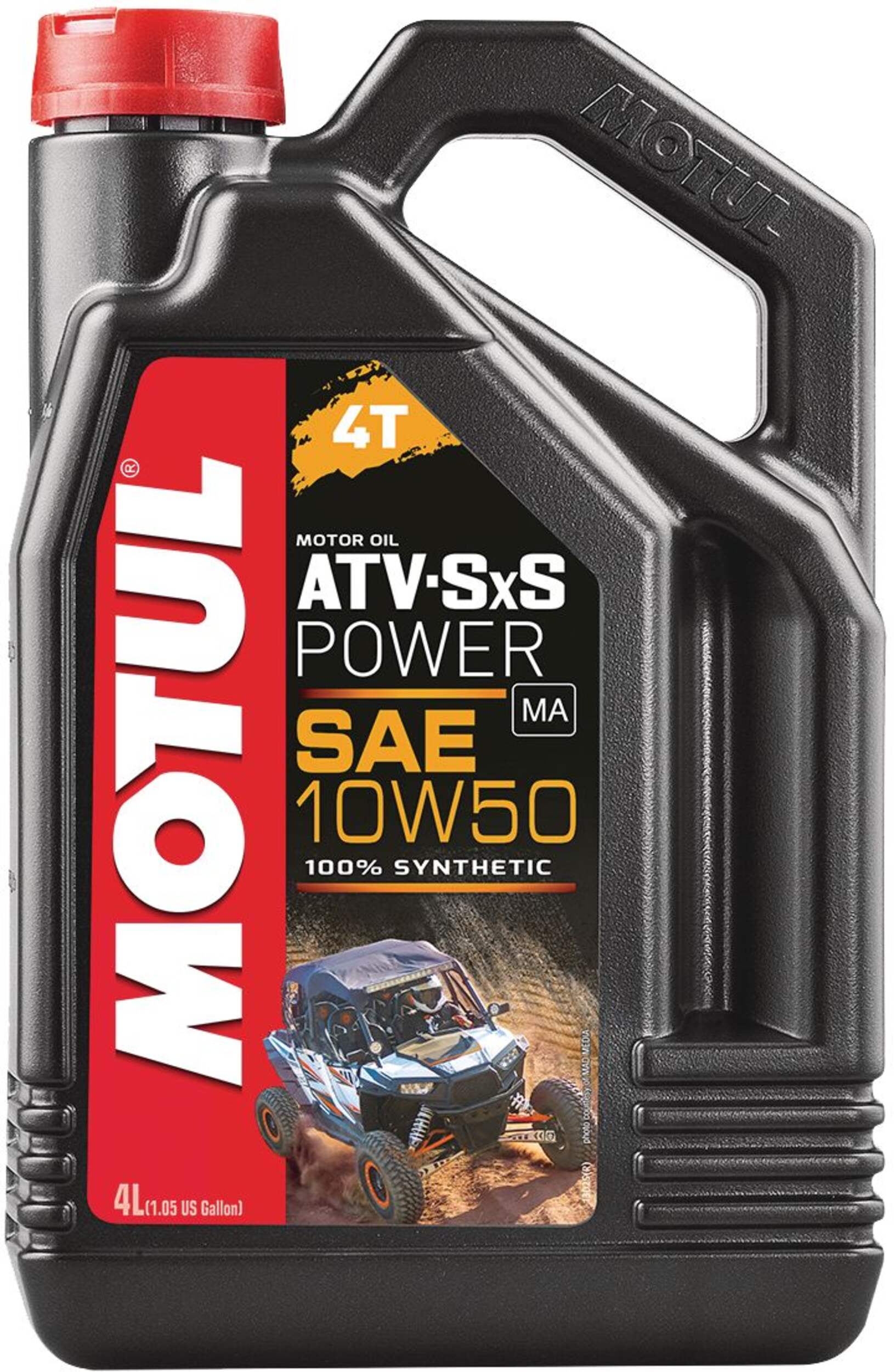 Motul 4-Stroke Synthetic ATV/UTV Oil 10W50, 4-L Front_Flat