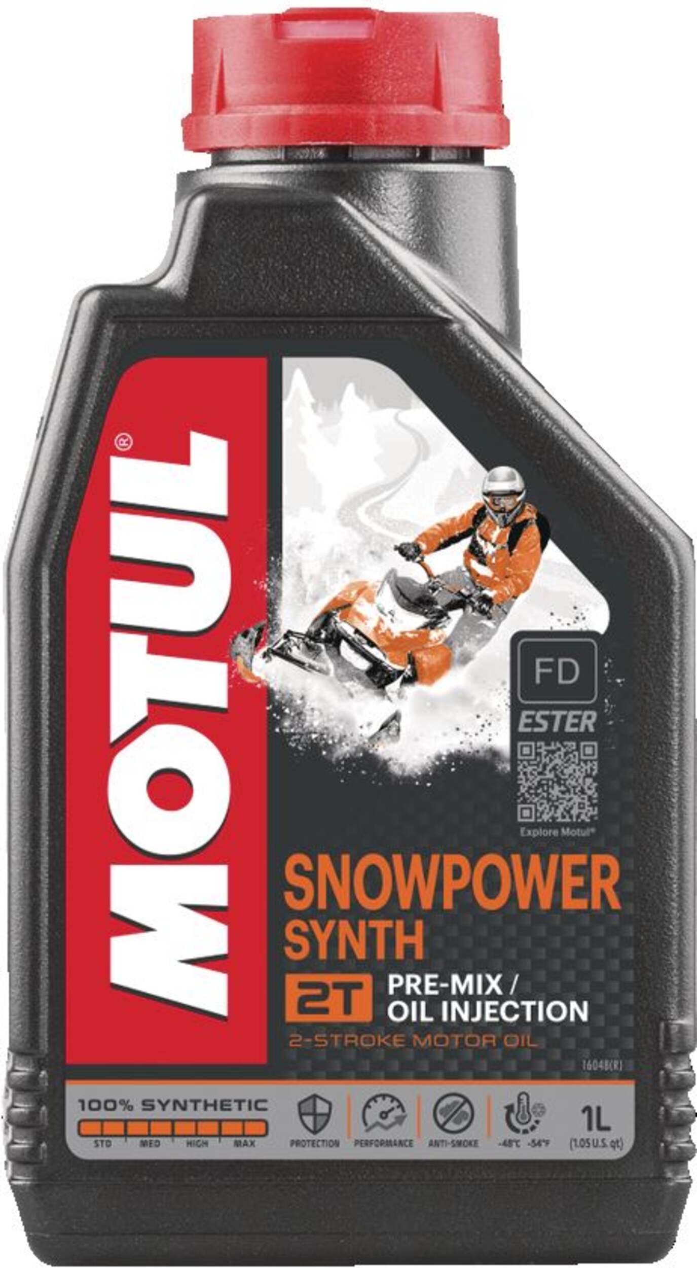 Motul Snowpower 2-Stroke 2T Synthetic Motor Oil, 1-L Front_Flat