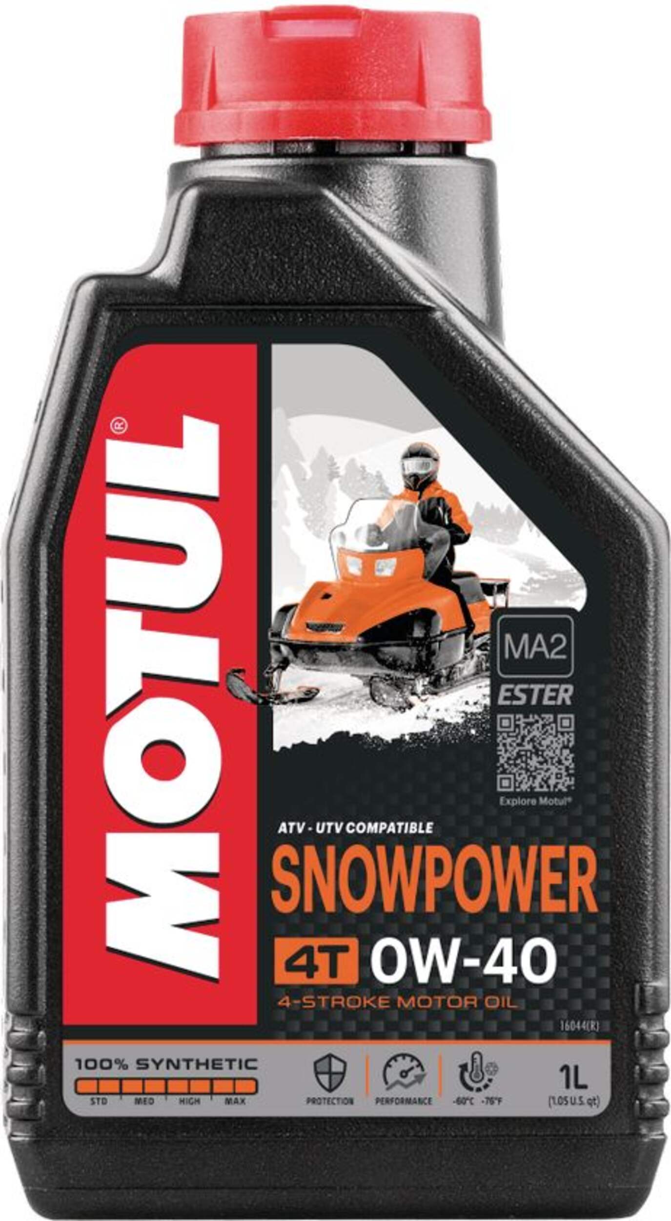 Motul Snowpower 4-Stroke 4T Synthetic Motor Oil 0W40, 1-L Front_Flat