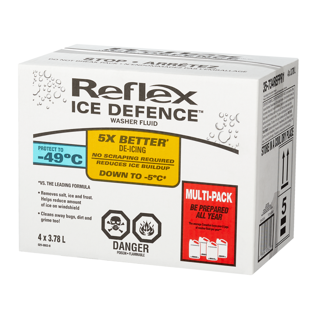 Reflex Ice Defence Winter Windshield Washer Fluid, 49°C, 3.78L, 4pk Canadian Tire