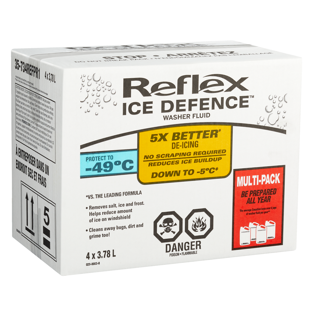 Reflex Ice Defence Winter Windshield Washer Fluid, 49°C, 3.78L, 4pk Canadian Tire