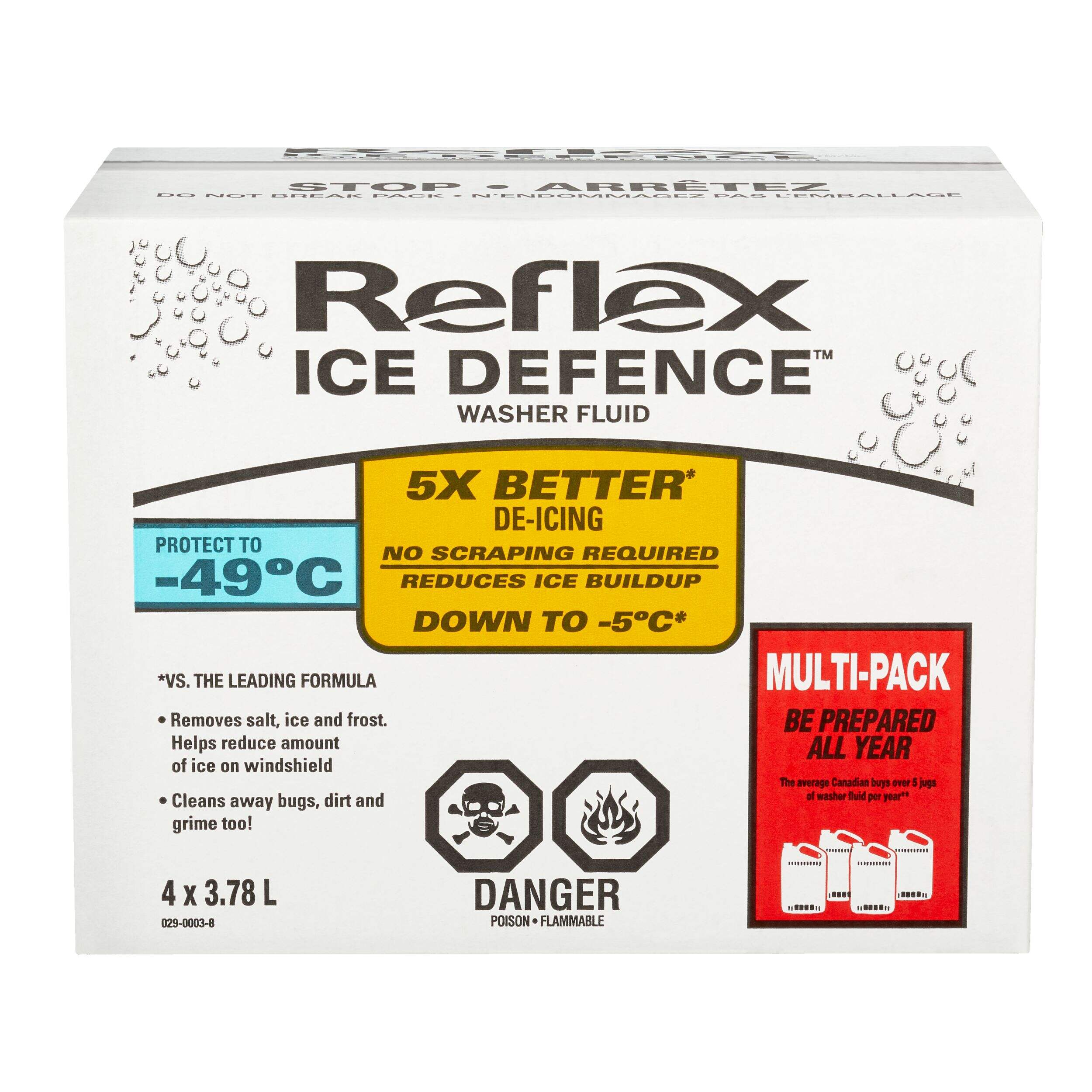 Reflex Ice Defence Windshield Winter Washer Fluid, -49°C, 3.78L, 4-pk Front_Elevated