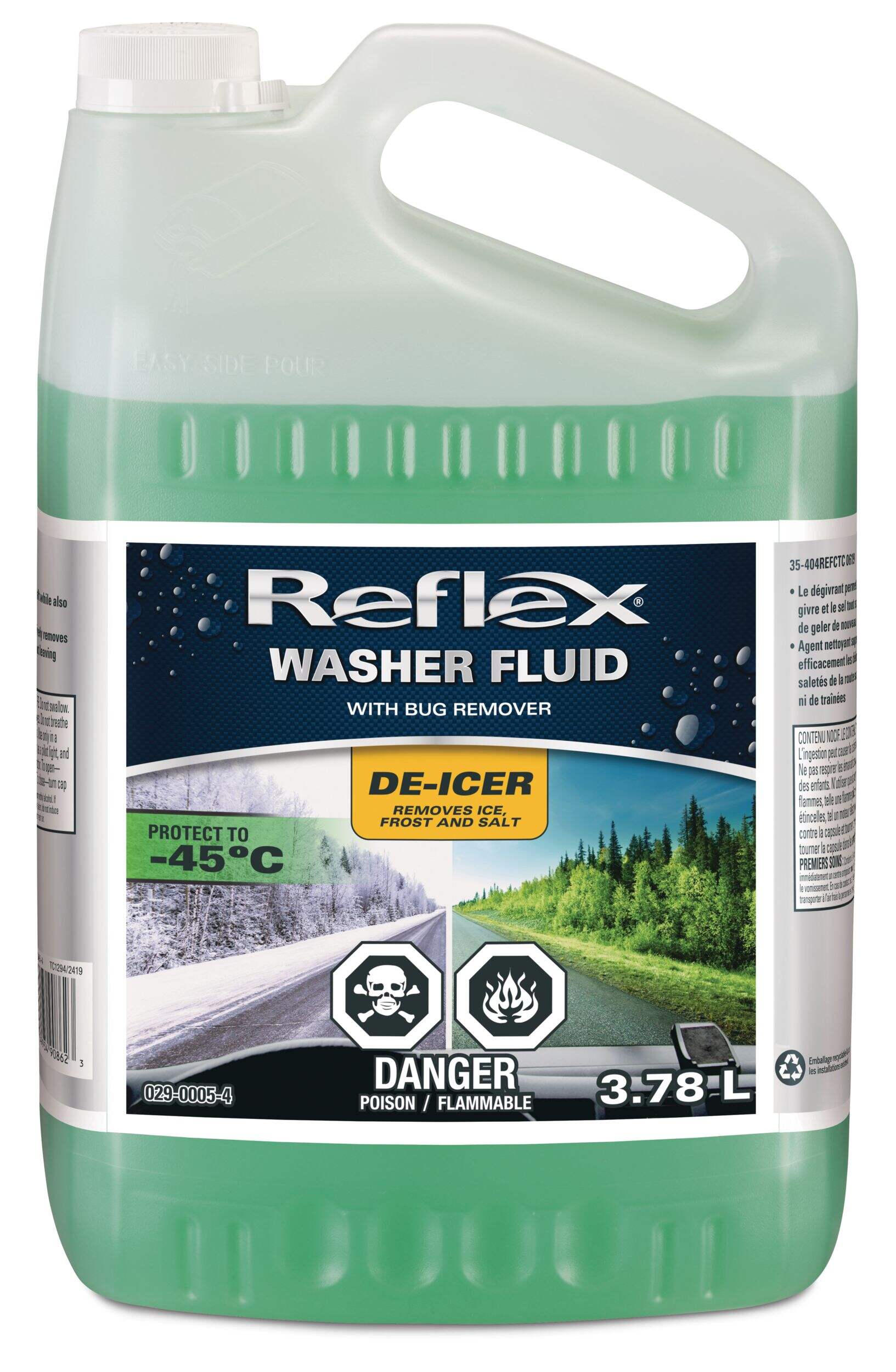 Reflex All Season Windshield Washer Fluid with Bug Remover & De-icer, -45°C, 3.78-L, 4-pk Front_Flat