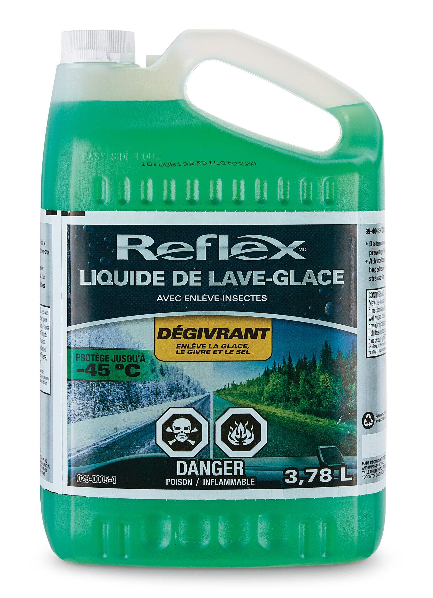 Liquide de lave-glace toute saison Reflex avec éliminateur d'insectes et dégivreur, -45 °C, 3,78 L, paq. 4 Front_Flat