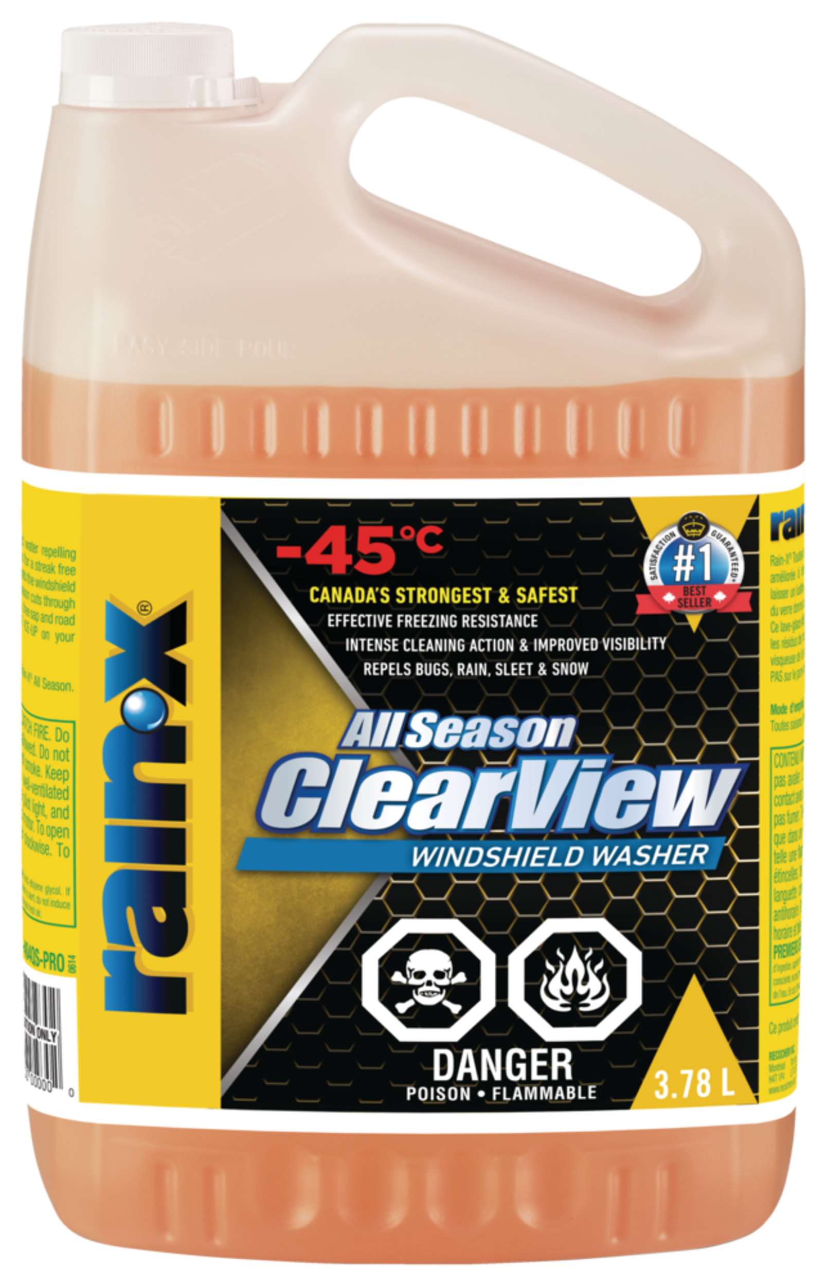 Rain-X ClearView All Season Windshield Washer Fluid, -45°C, 3.78-L Front_Flat