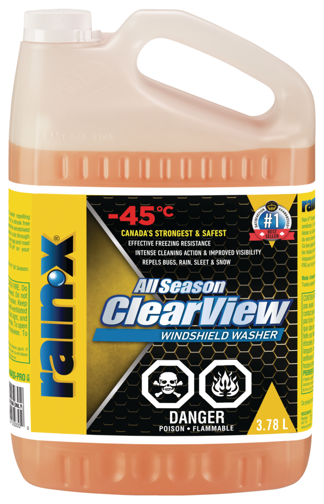 Rain-X ClearView All Season Windshield Washer Fluid, -45°C, 3.78-L