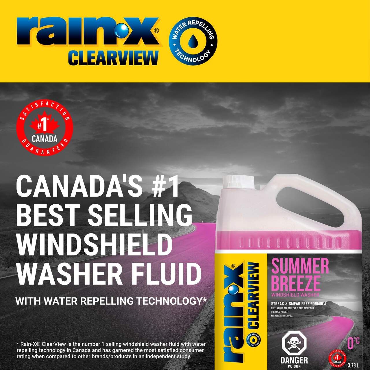 Rain-X Summer Windshield Washer Fluid with Bug & Tar Remover, 3.78