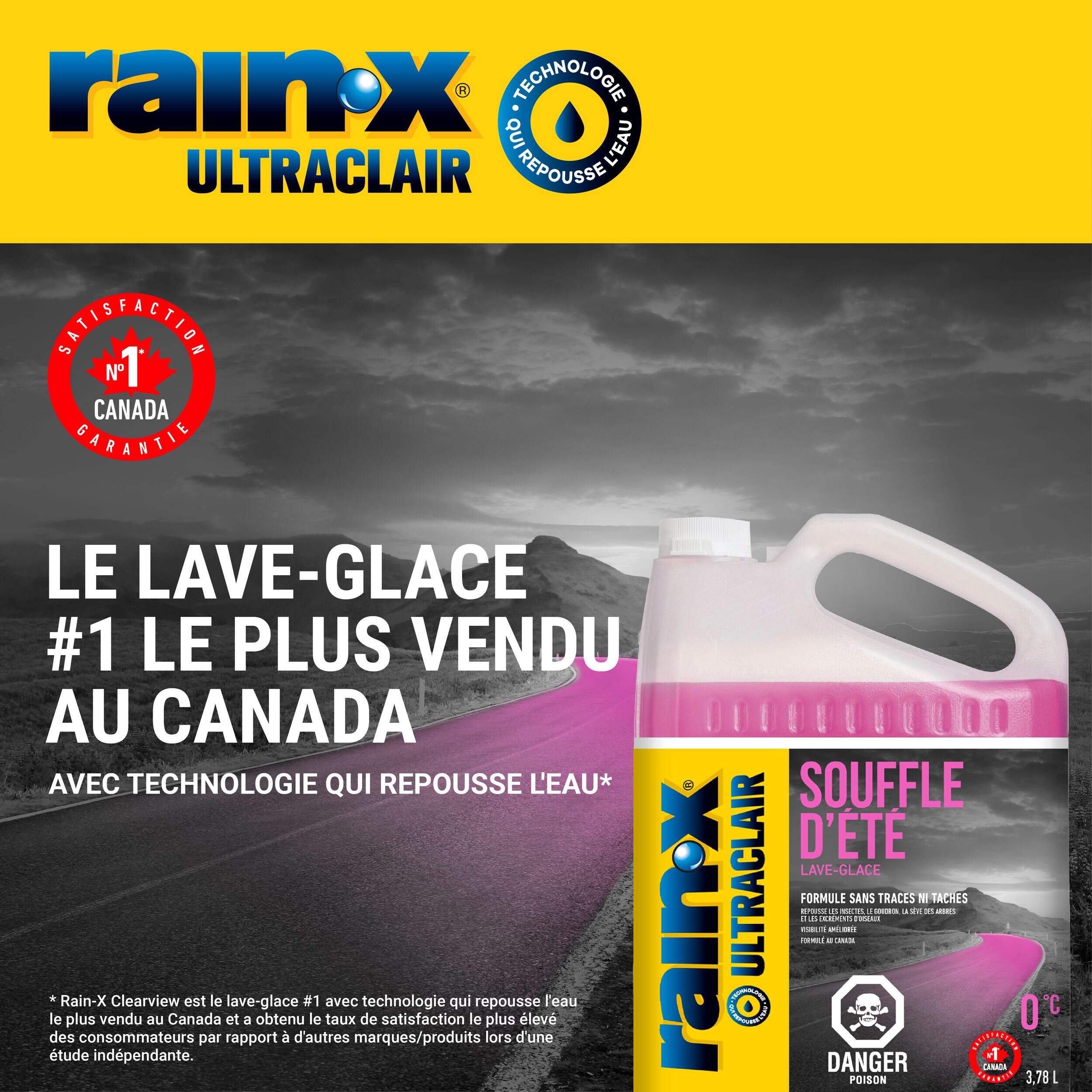 Liquide de lave-glace Rain-X ClearView Summer Breeze, 0 °C, 3,78 L Front_Flat