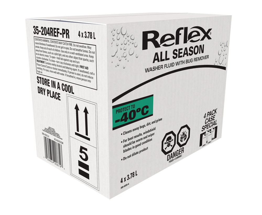 Reflex All Season Windshield Washer Fluid, 40°C, 3.78L, 4pk