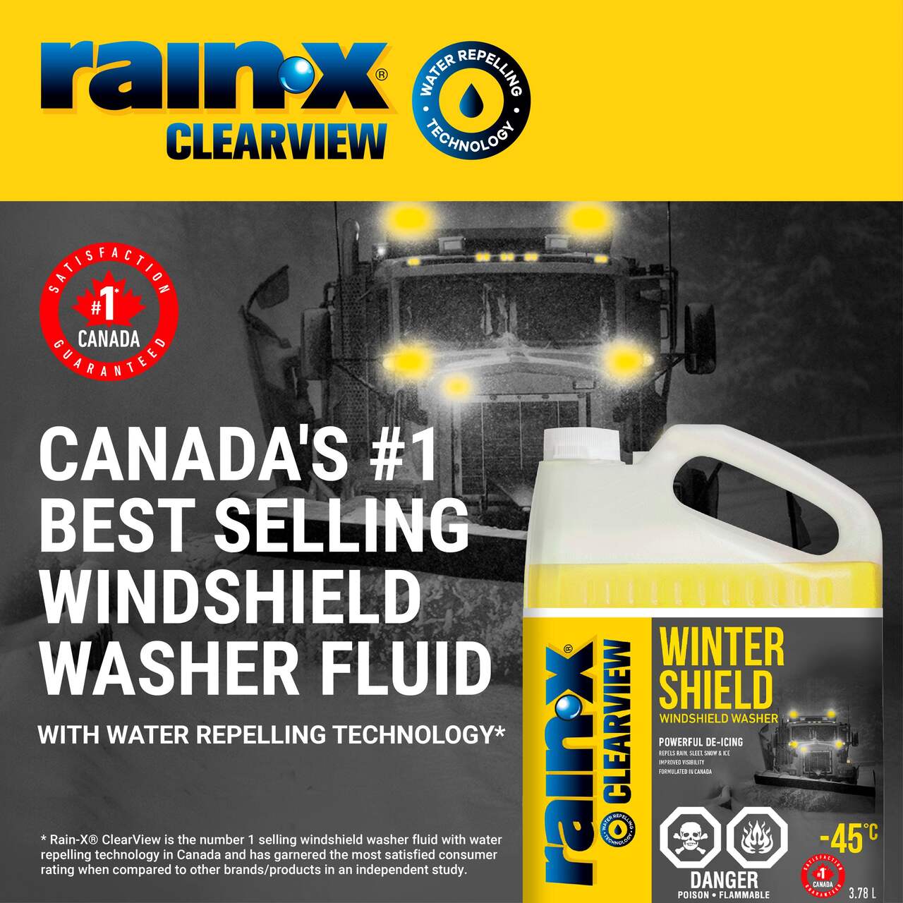 Rain-X ClearView - Winter Shield Windshield Washer Fluid, -45°C, 3.78-L