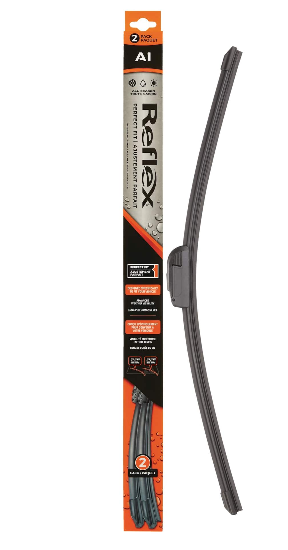 Reflex Perfect Fit All Season Wiper Blades, 2-pk, Assorted Sizes