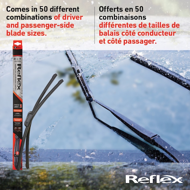Reflex Perfect Fit All Season Wiper Blades, 2pk, Assorted Sizes