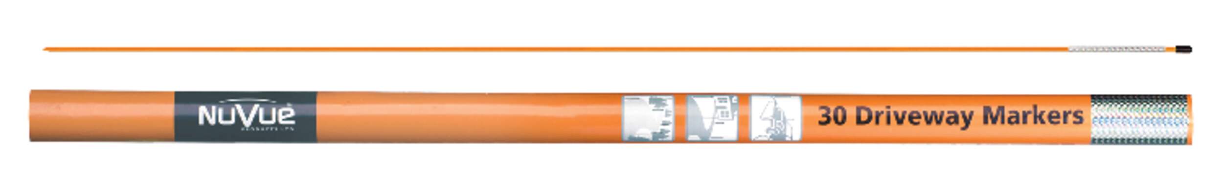 NuVue Fiberglass Reflective Driveway Marker Pole, Orange, 46-in, 30-pk Overhead_Flat