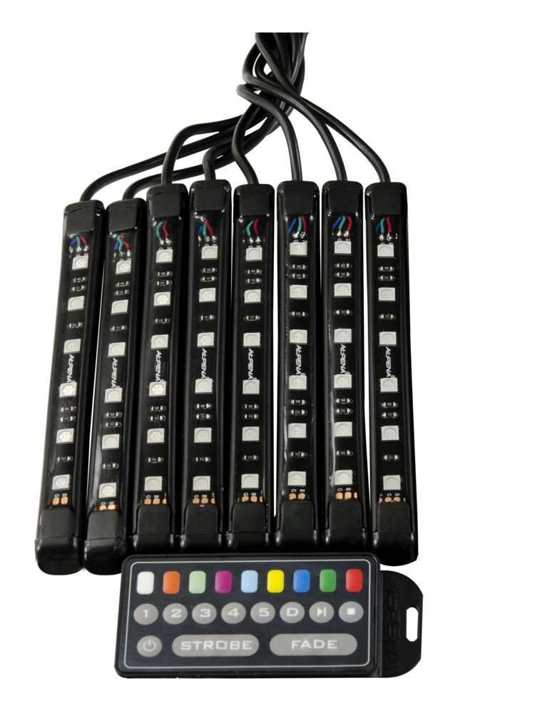 Alpena Moto 12V Remote Controlled LED Strip Lights Kit, Waterproof, 4
