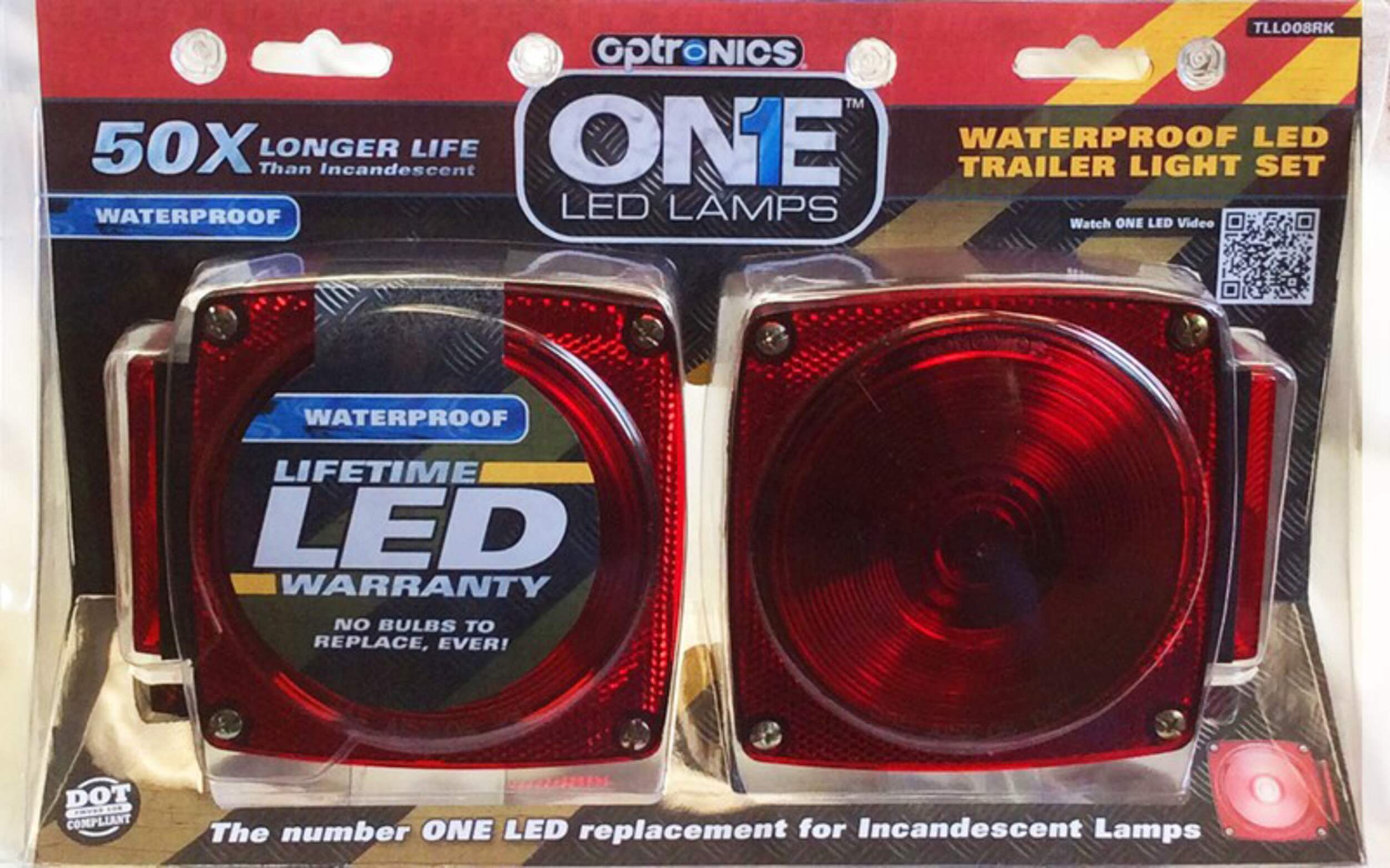 National Optronics One LED Lamps Waterproof Trailer Light Set, Red Front_Flat