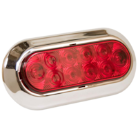 National Optronics LED Oval Waterproof Stop/Turn/Tail Light, with Chrome Bezel, Red, 6-in Front_Angled_Right